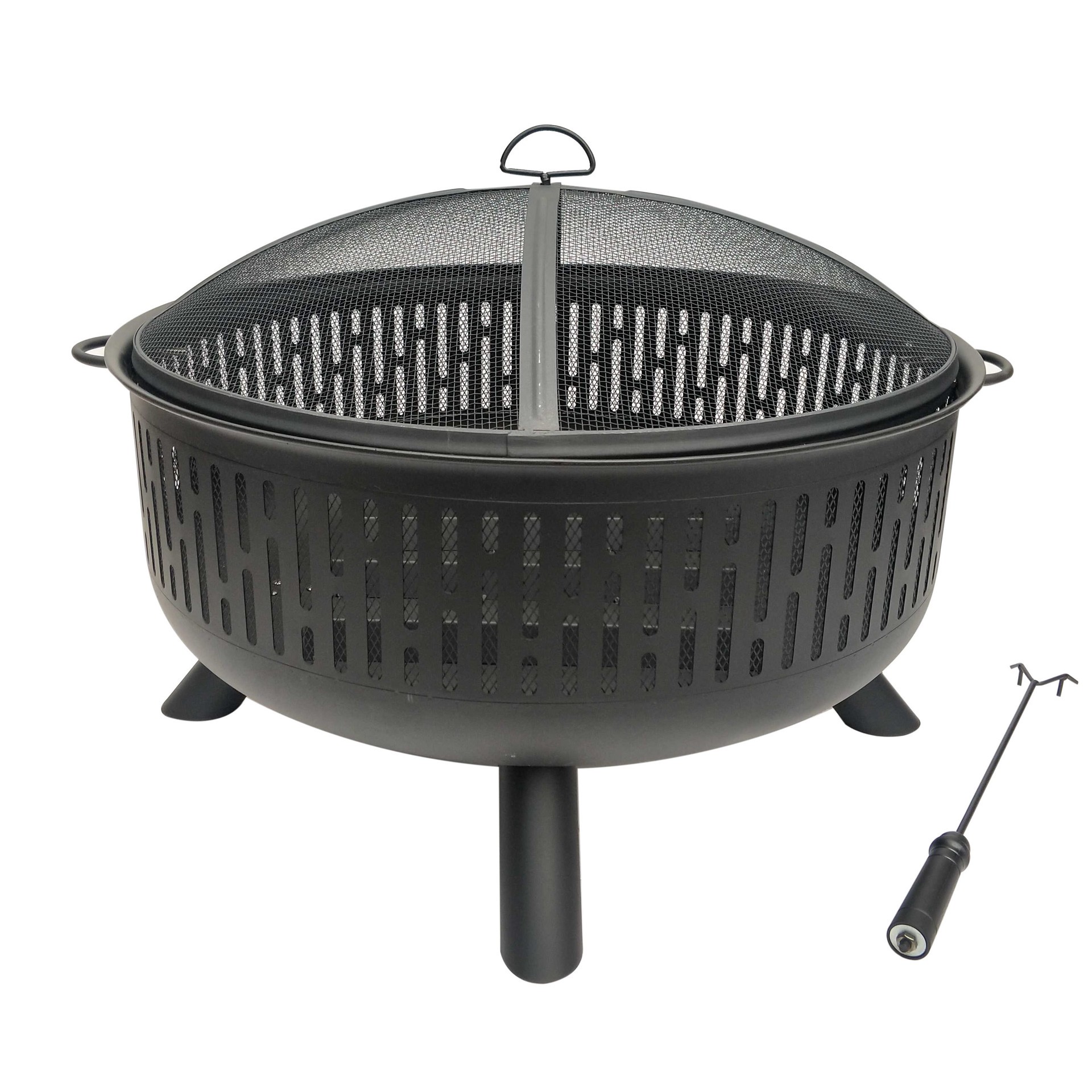 slide 6 of 6, allen + roth 31.5-in W Steel Round Portable Wood-Burning Fire Pit, 1 ct