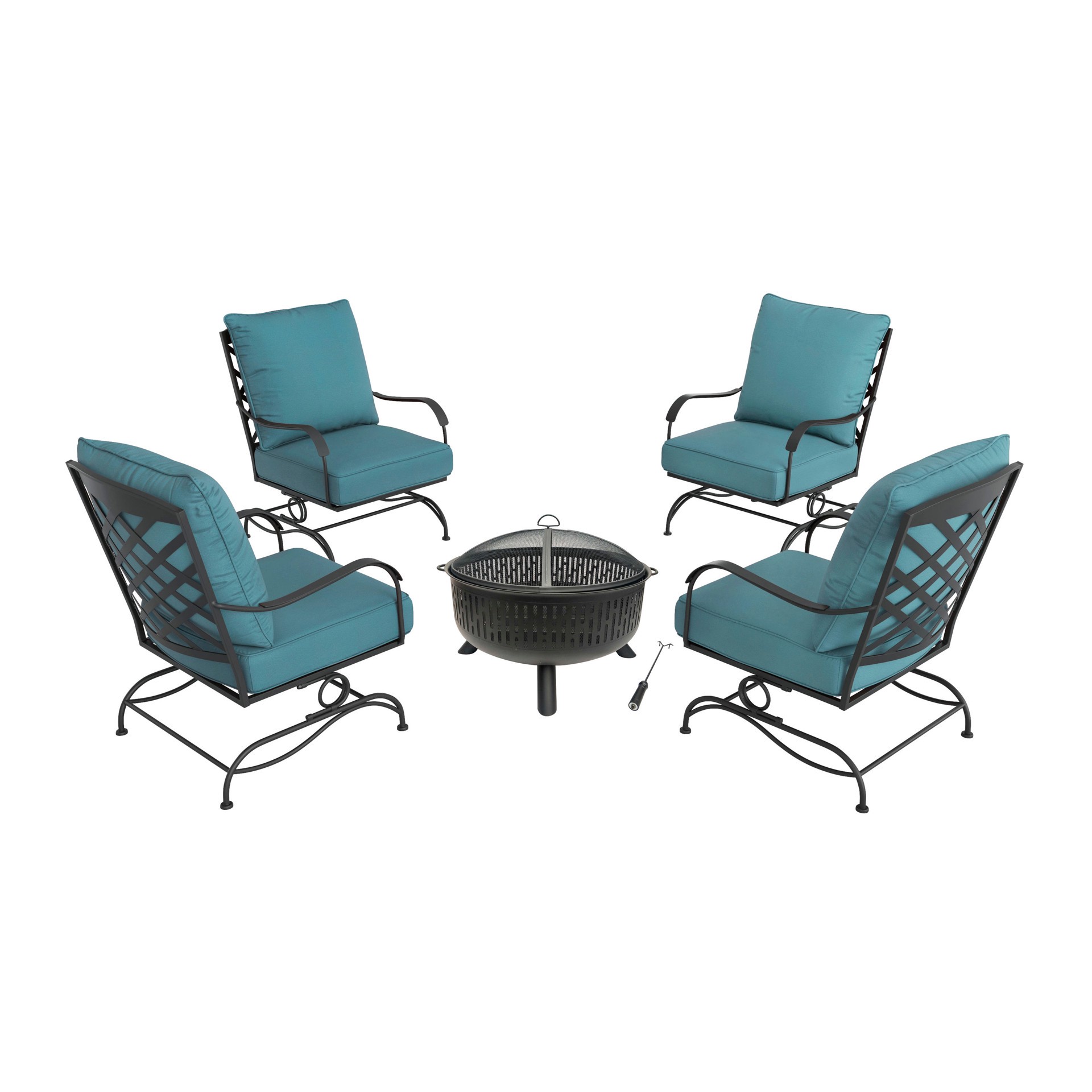 slide 4 of 6, allen + roth 31.5-in W Steel Round Portable Wood-Burning Fire Pit, 1 ct