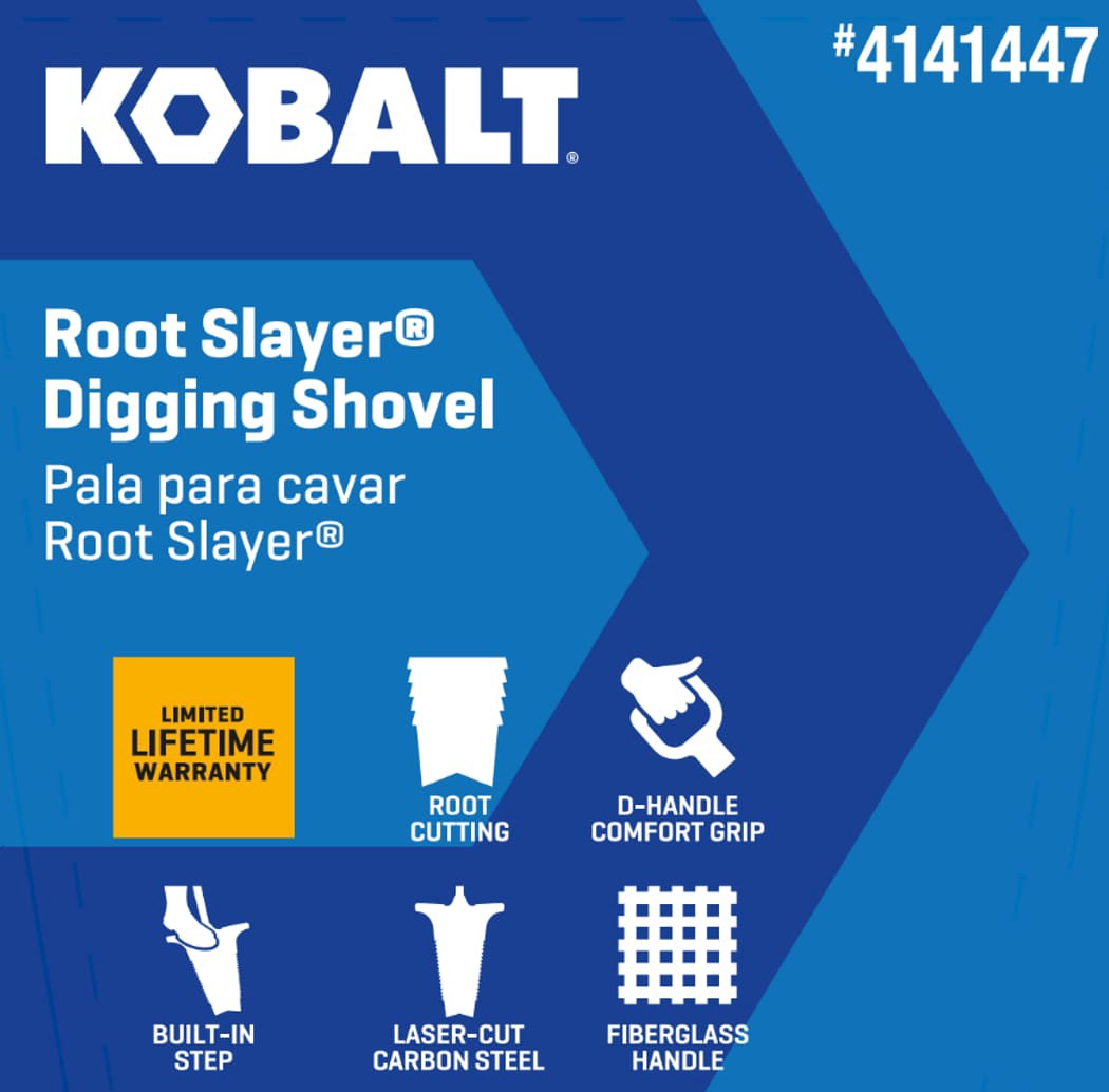 slide 2 of 6, Kobalt 44-in Fiberglass D-Handle Root cutting shovel, 1 ct