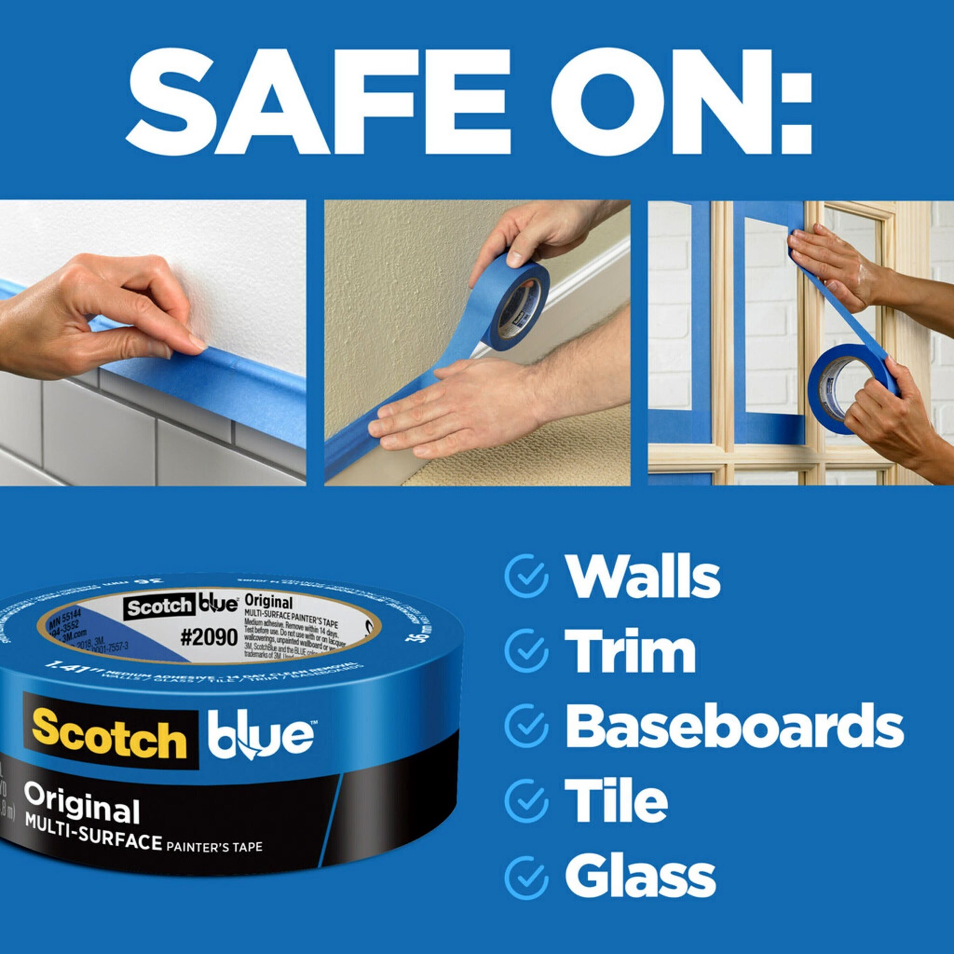 slide 5 of 6, ScotchBlue Original Multi-Surface 2090 1.41-in x 60 Yard(s) Painters Tape, 1 ct