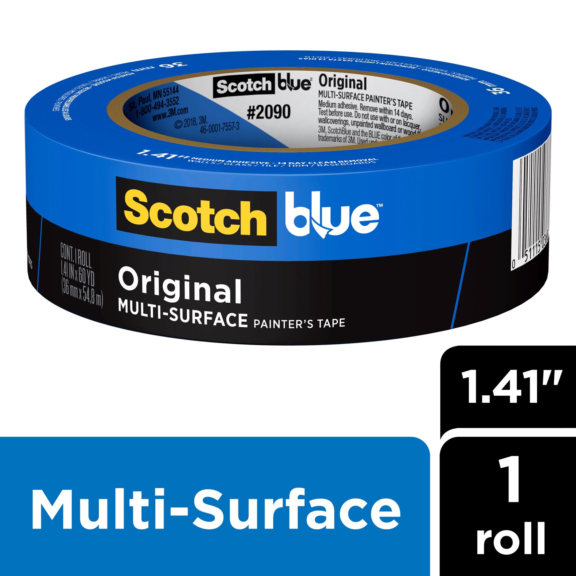 slide 1 of 6, ScotchBlue Original Multi-Surface 2090 1.41-in x 60 Yard(s) Painters Tape, 1 ct