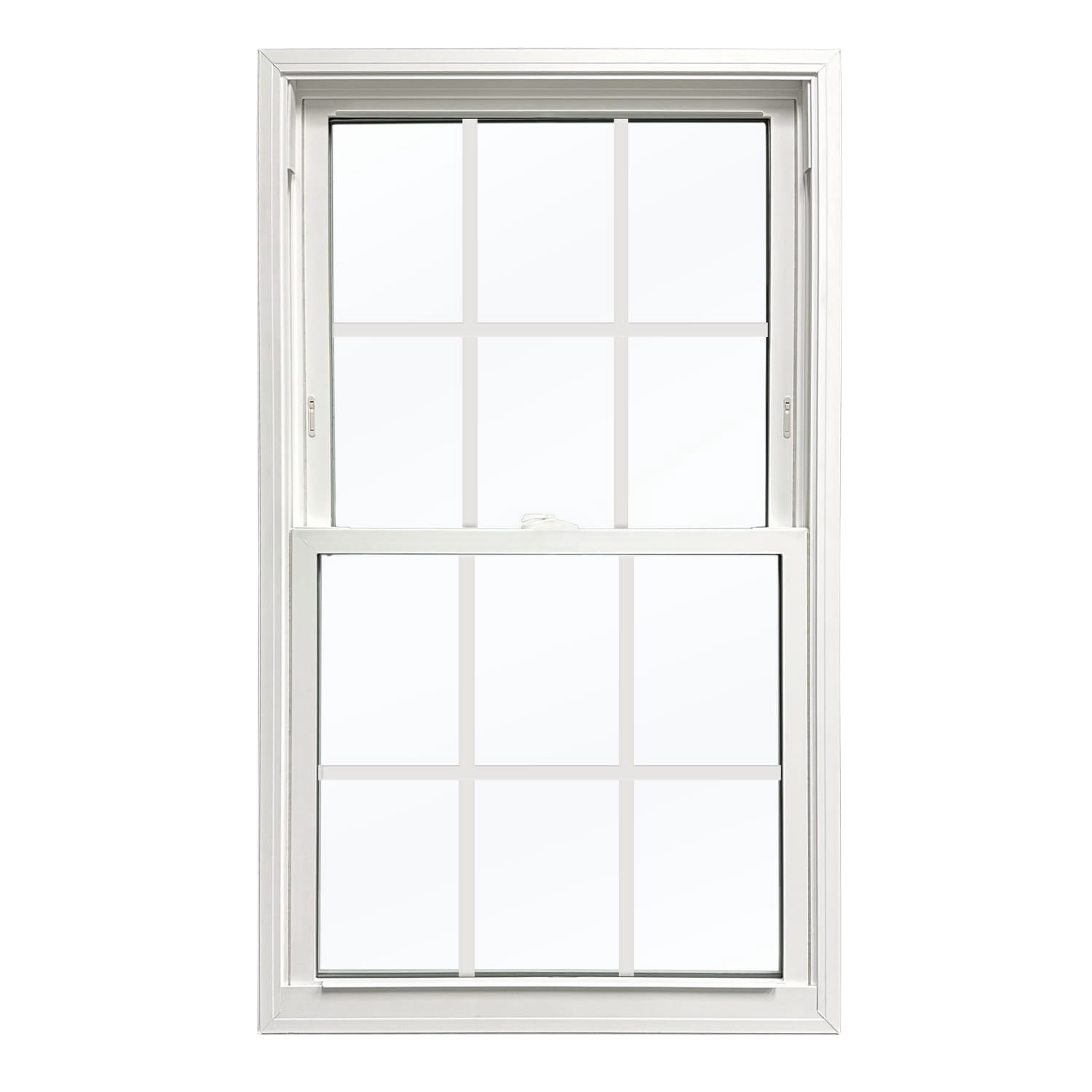 slide 3 of 6, United Window & Door PRO Series 27-3/4-in x 37-1/2-in White Exterior White Interior Vinyl Replacement Double Hung Window Low-E argon Double Pane Glass with Grids (Half Screen Included), 1 ct