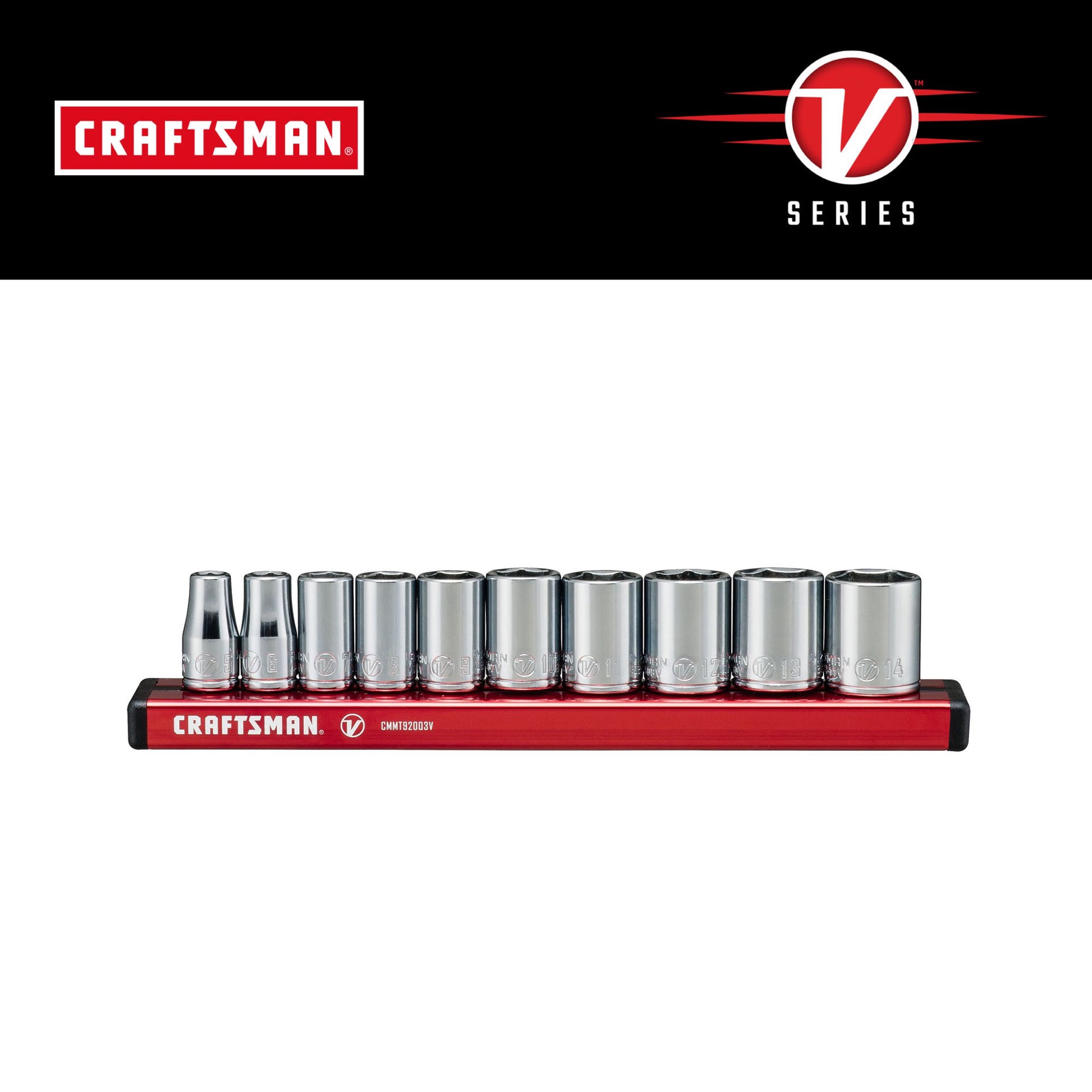 slide 1 of 6, CRAFTSMAN V-Series 1/4-in Drive Metric Shallow Socket Set 10 -Pieces, 1 ct