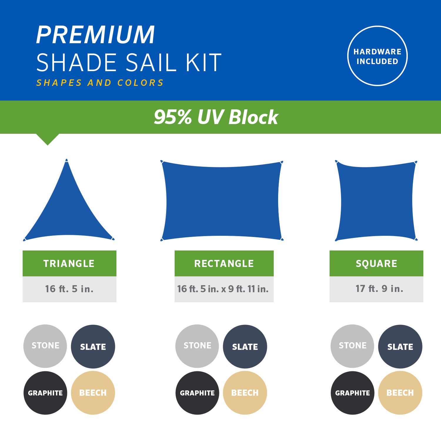 slide 4 of 6, Coolaroo Premium Rect Kit 9.11-ft x 16.5-ft Beech Shade sail, 1 ct