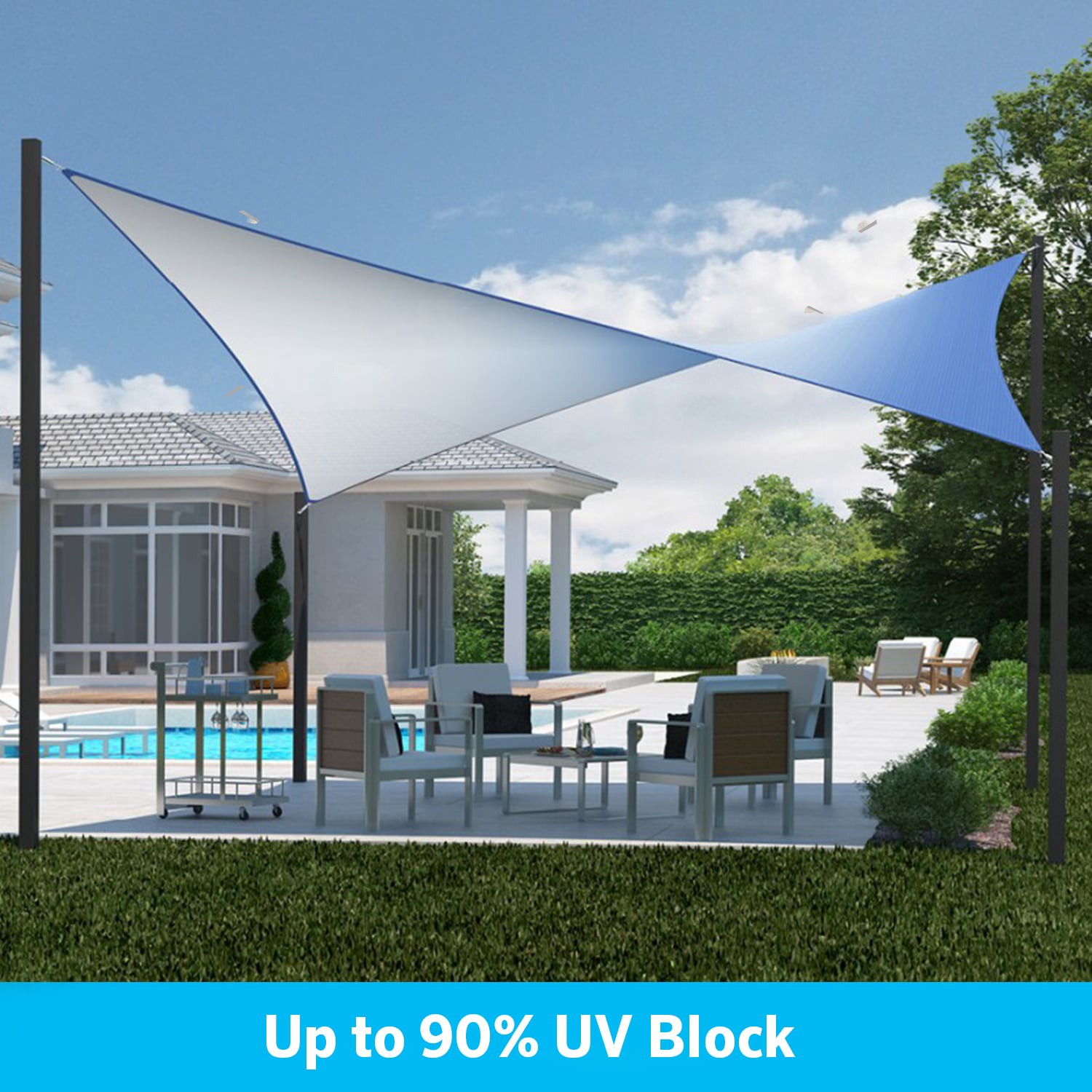 slide 4 of 5, Coolaroo Ready to Hang DualShade 8-ft x 11-ft Santorini Shade sail, 1 ct