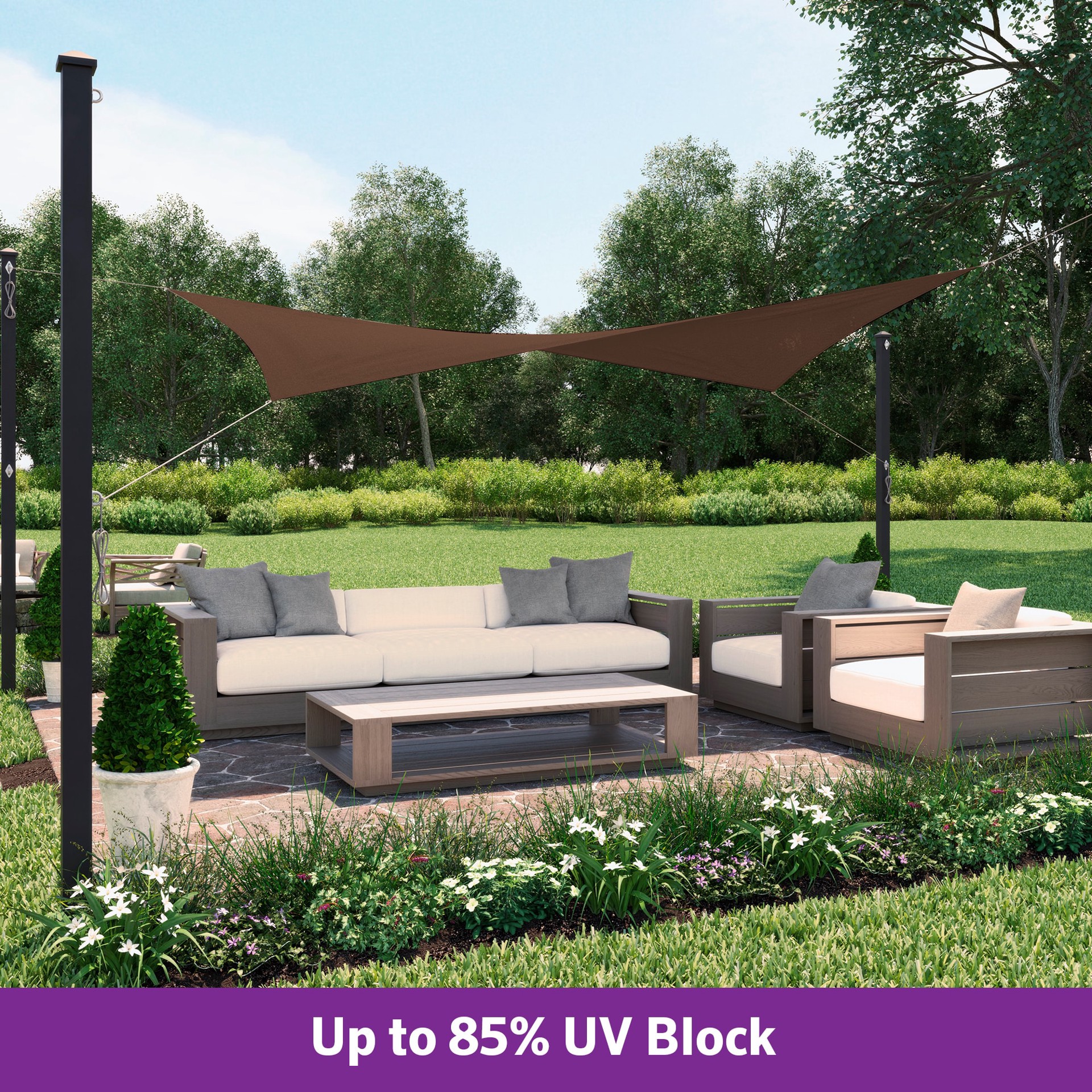 slide 4 of 6, Coolaroo Ready to Hang Shade Sail 8-ft x 11-ft Mocha Shade sail, 1 ct