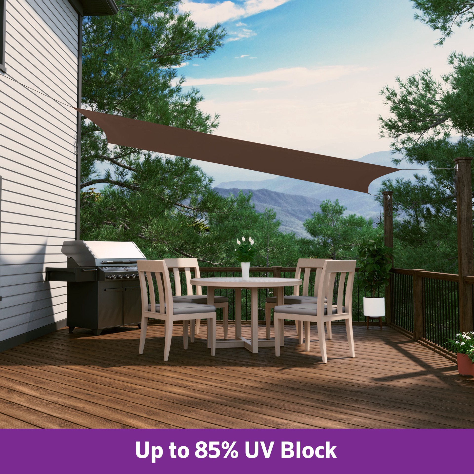 slide 5 of 6, Coolaroo Ready to Hang Shade Sail 8-ft x 11-ft Mocha Shade sail, 1 ct