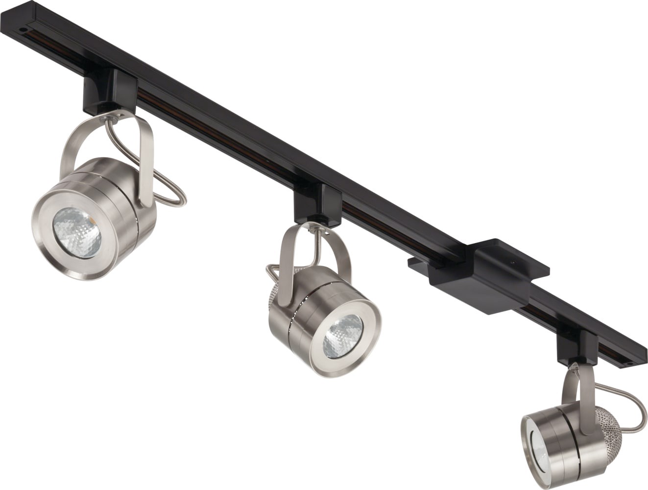 slide 3 of 6, Lithonia Lighting LTIKMSBK LED Series Track Kit 3.5-in 3 -Light Nickel dimmable Integrated Modern/contemporary Linear Track Lighting Kit with Roundback Pivoting Heads, 1 ct