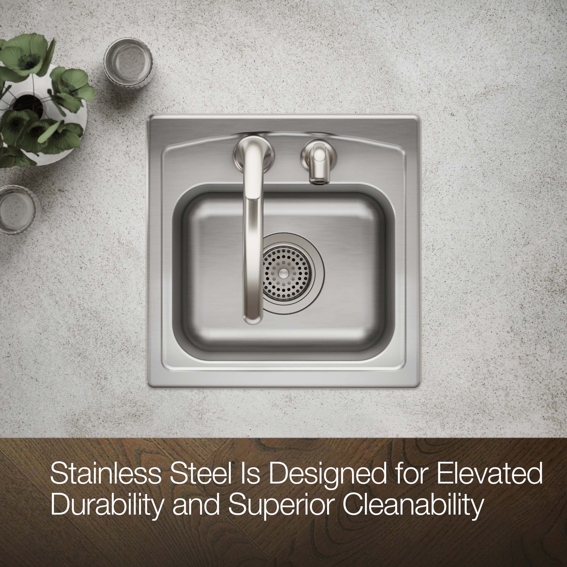 slide 4 of 6, KOHLER Toccata 15-in L x 15-in W Stainless steel Drop-in Residential Bar Sink, 1 ct