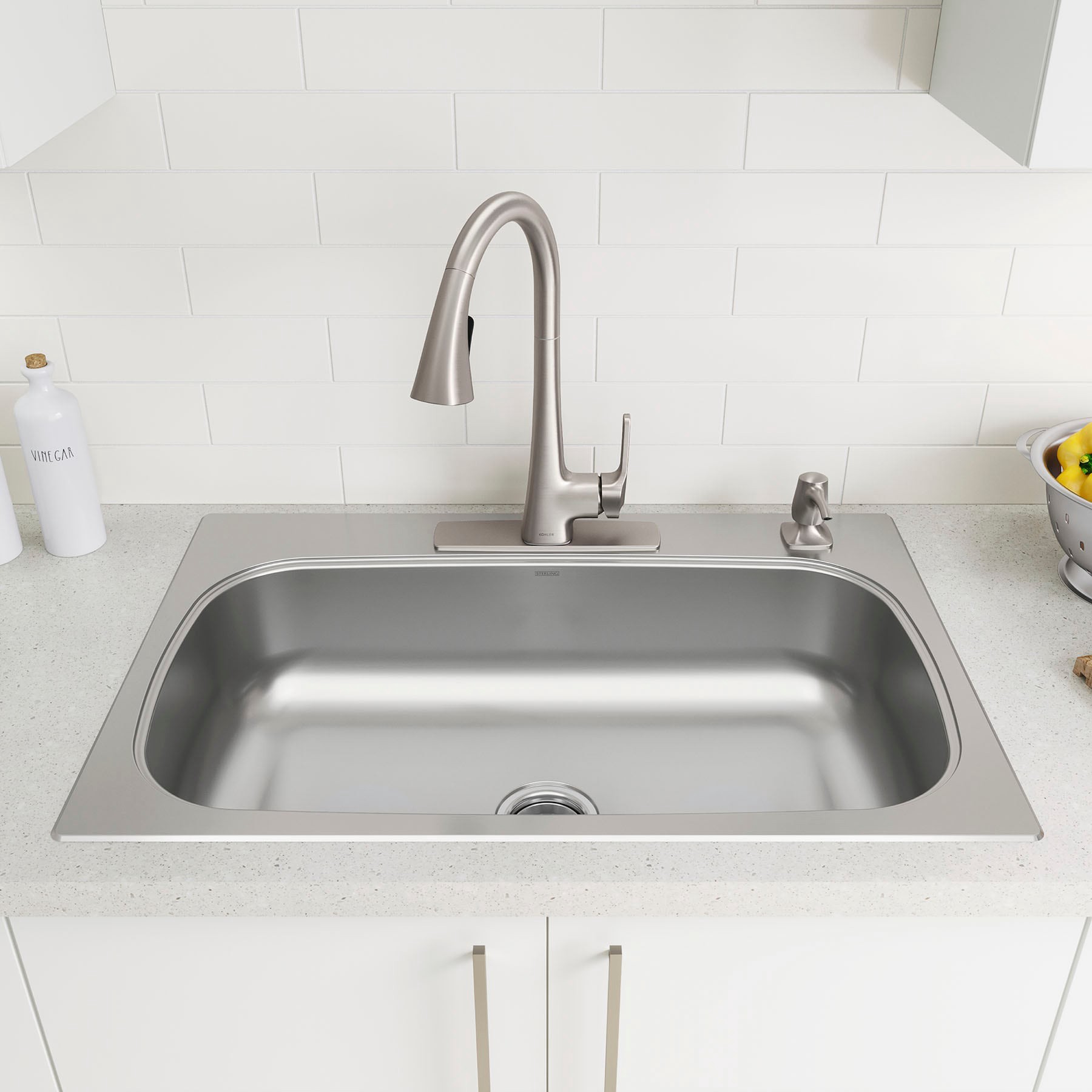 slide 5 of 6, Sterling Holland Drop-in 33-in x 22-in Stainless steel Single bowl 18 -Gauge Kitchen Sink, 1 ct
