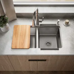 KOHLER Prologue Drop-in or undermount 33-in x 22-in Stainless steel Double equal bowl 18 -Gauge Workstation Kitchen Sink with Drainboard