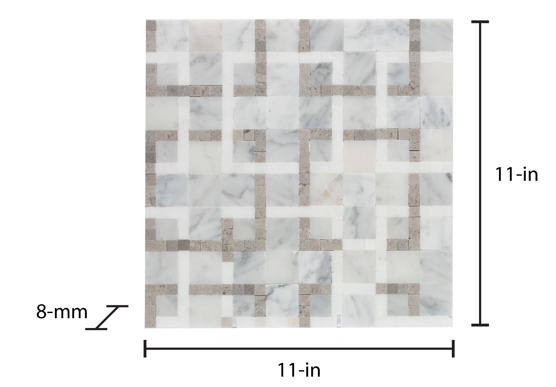 slide 4 of 6, GBI Tile & Stone Inc. Patchwork white honed 11-in x 11-in Honed Natural Marble Linear Mosaic Floor and Wall Tile ( 0.84-sq ft Piece ), 1 ct