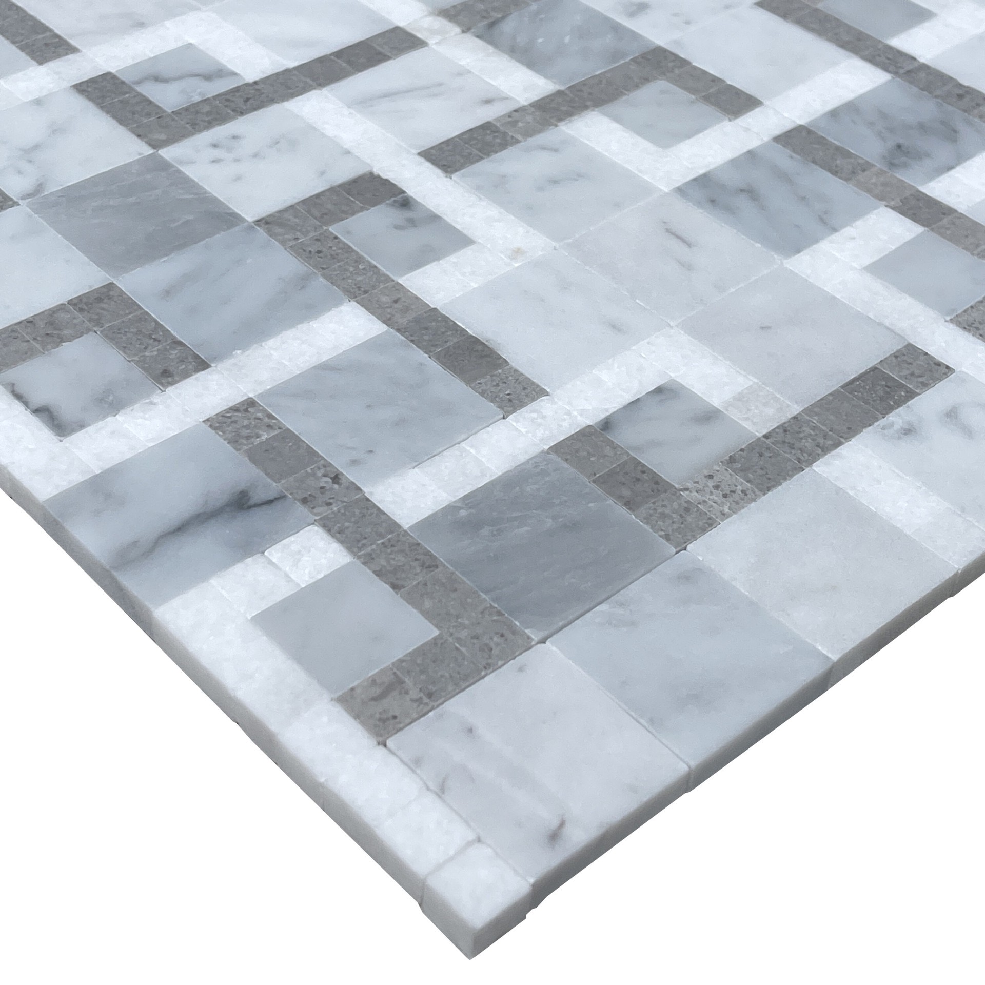 slide 5 of 6, GBI Tile & Stone Inc. Patchwork white honed 11-in x 11-in Honed Natural Marble Linear Mosaic Floor and Wall Tile ( 0.84-sq ft Piece ), 1 ct