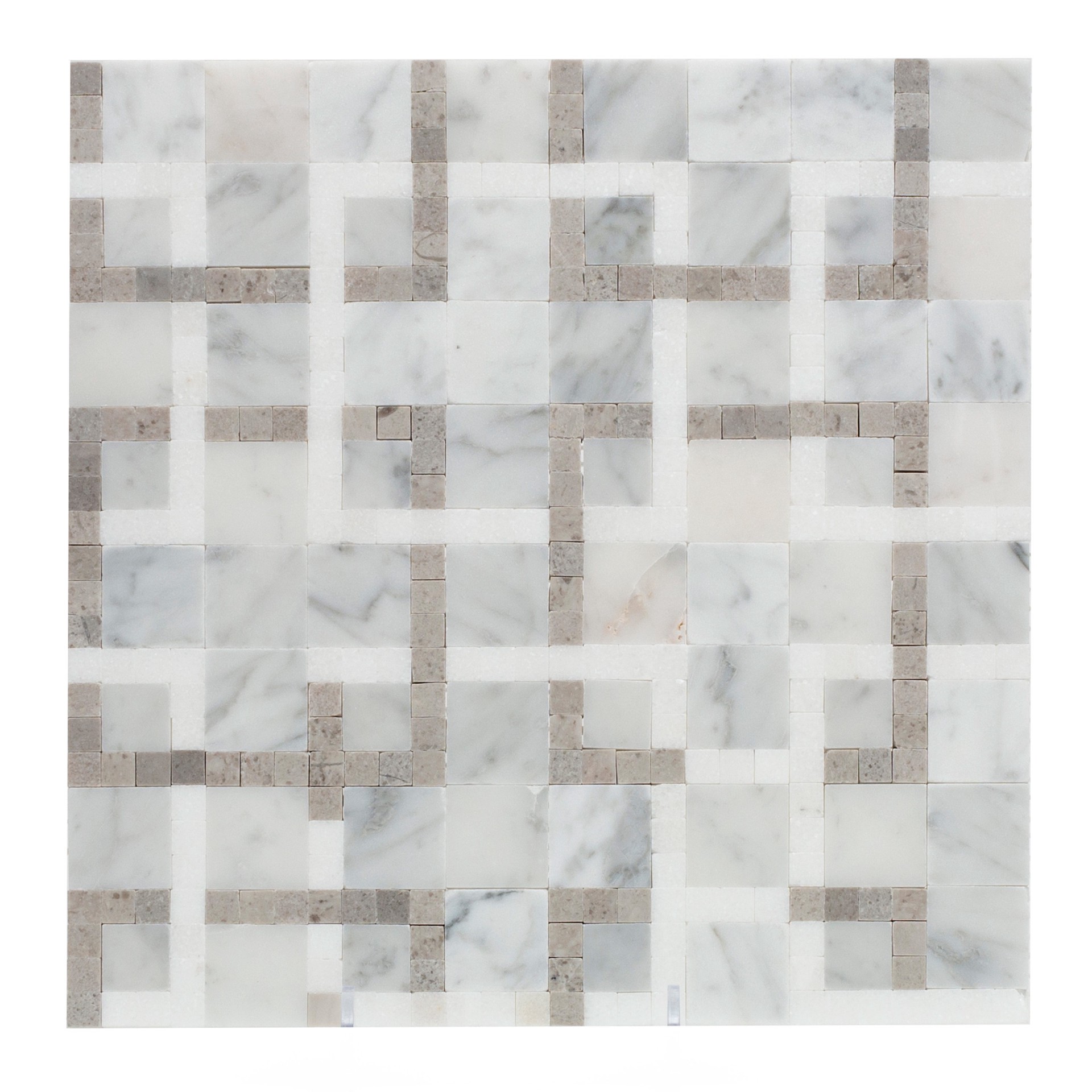 slide 1 of 6, GBI Tile & Stone Inc. Patchwork white honed 11-in x 11-in Honed Natural Marble Linear Mosaic Floor and Wall Tile ( 0.84-sq ft Piece ), 1 ct