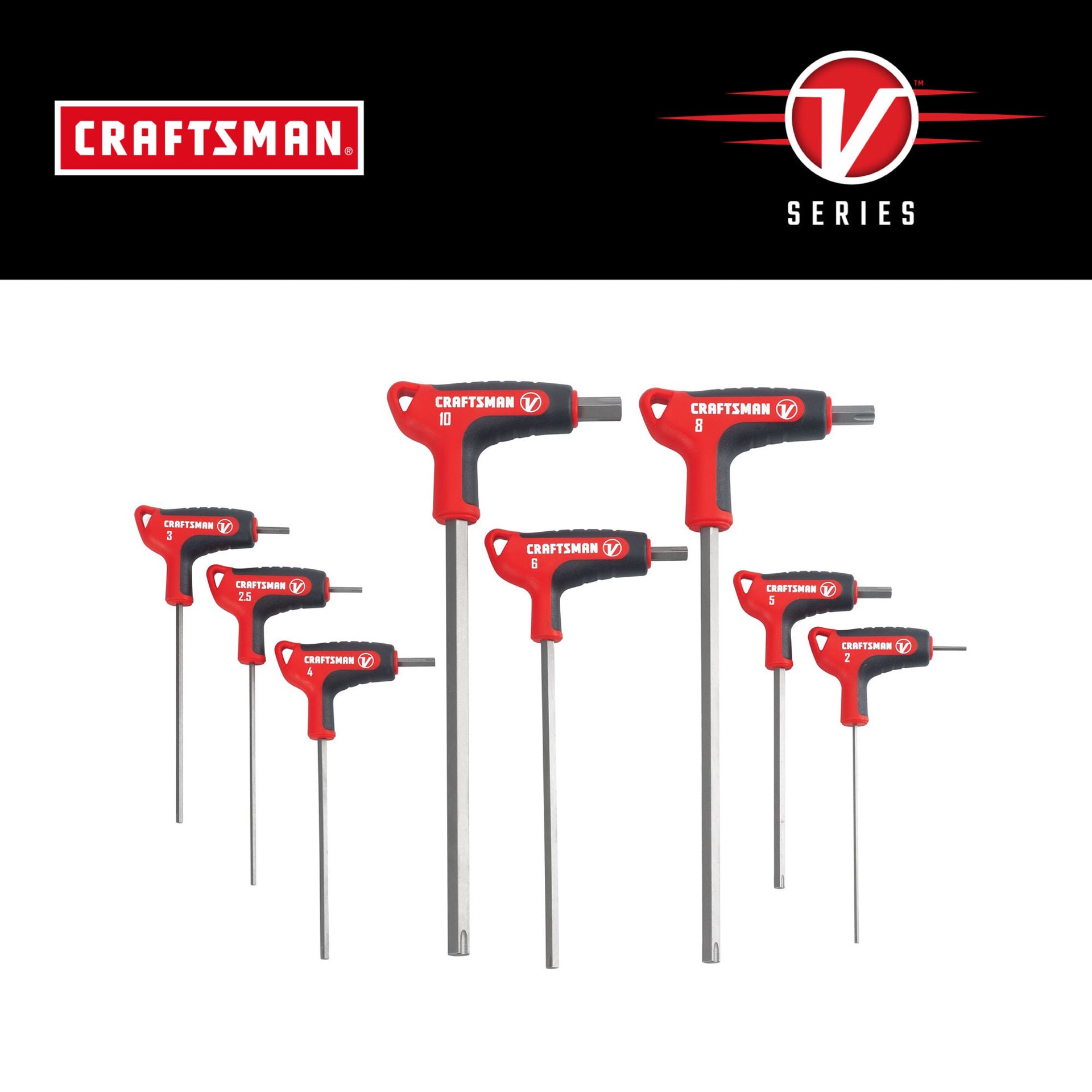slide 1 of 6, CRAFTSMAN V-Series Assorted T-Handle Metric 8 -Pieces Hex key set, 1 ct