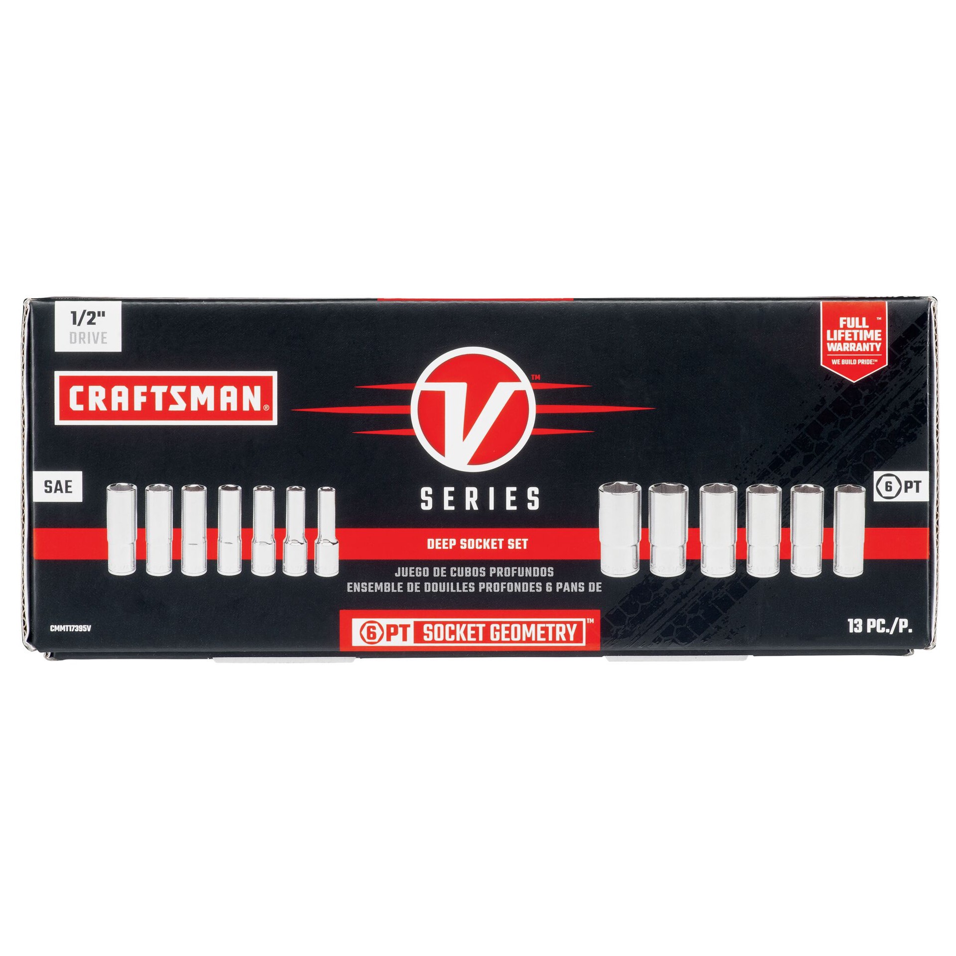 slide 6 of 6, CRAFTSMAN V-Series 1/2-in Drive Standard (SAE) Deep Socket Set 13 -Pieces, 1 ct