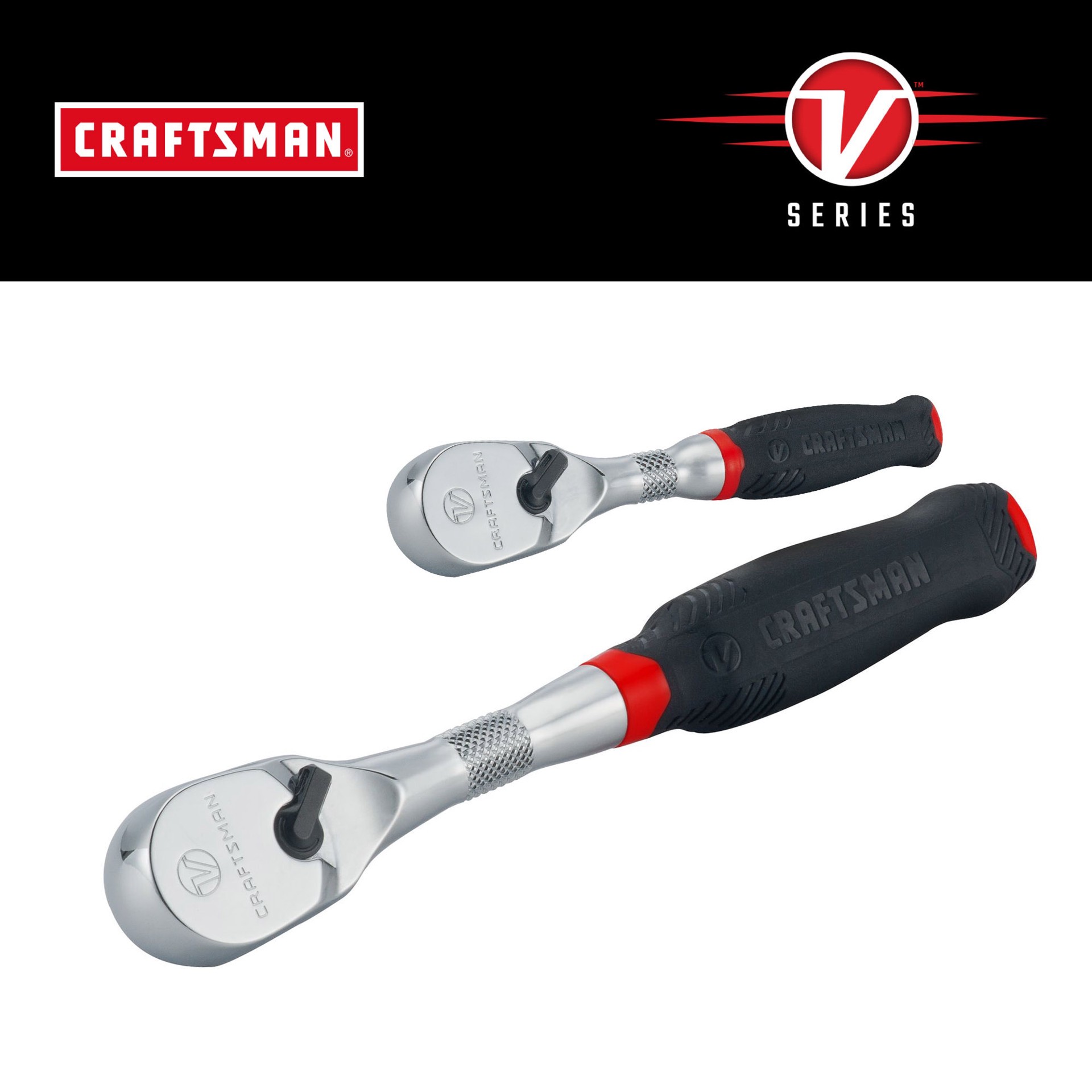 slide 1 of 6, CRAFTSMAN V-Series 2 -Piece Set -Tooth 1/4-in 3/8-in Drive Comfort grip Handle Ratchet Set, 1 ct