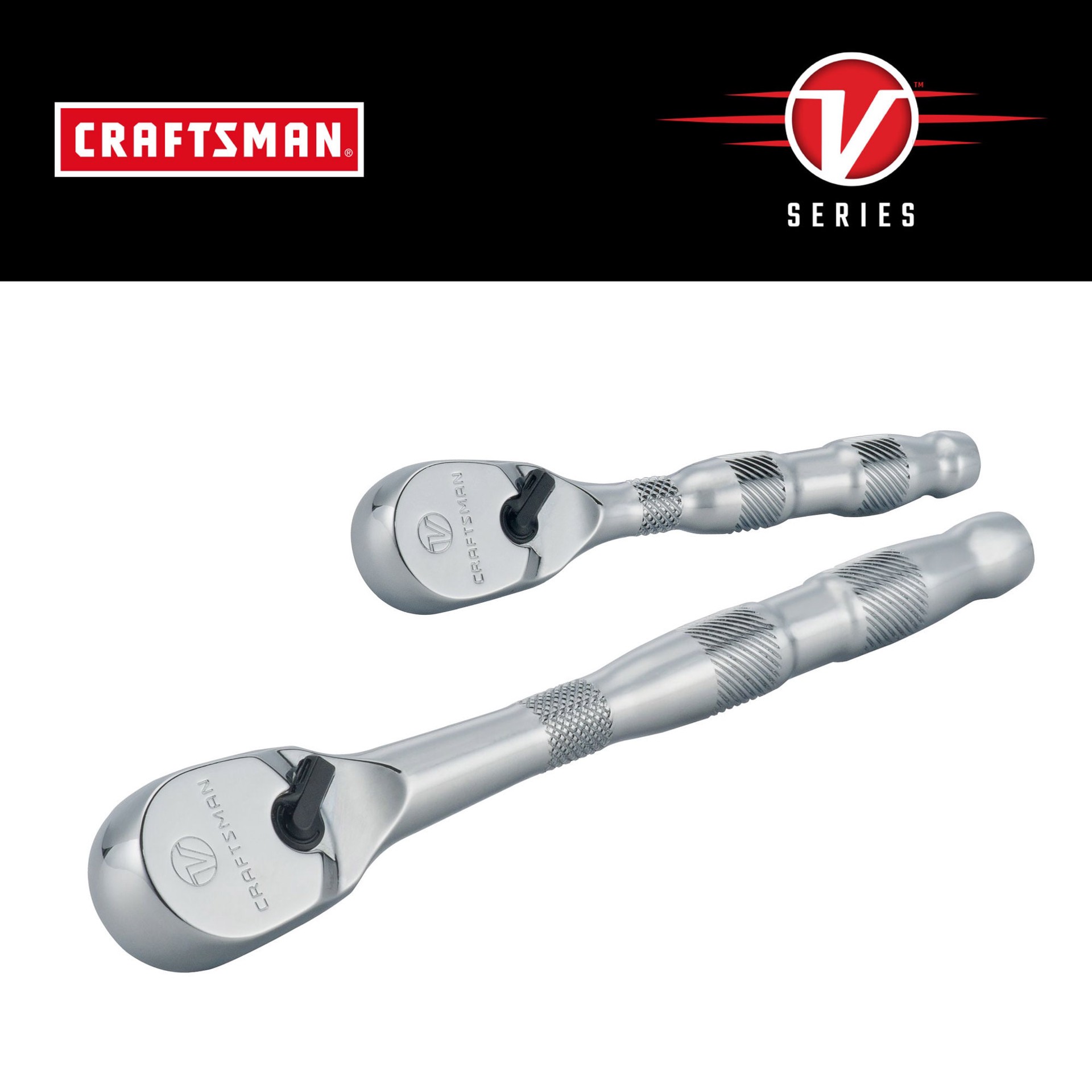 slide 1 of 6, CRAFTSMAN V-Series 2 -Piece Set -Tooth Set Drive Comfort grip Handle Ratchet Set, 1 ct
