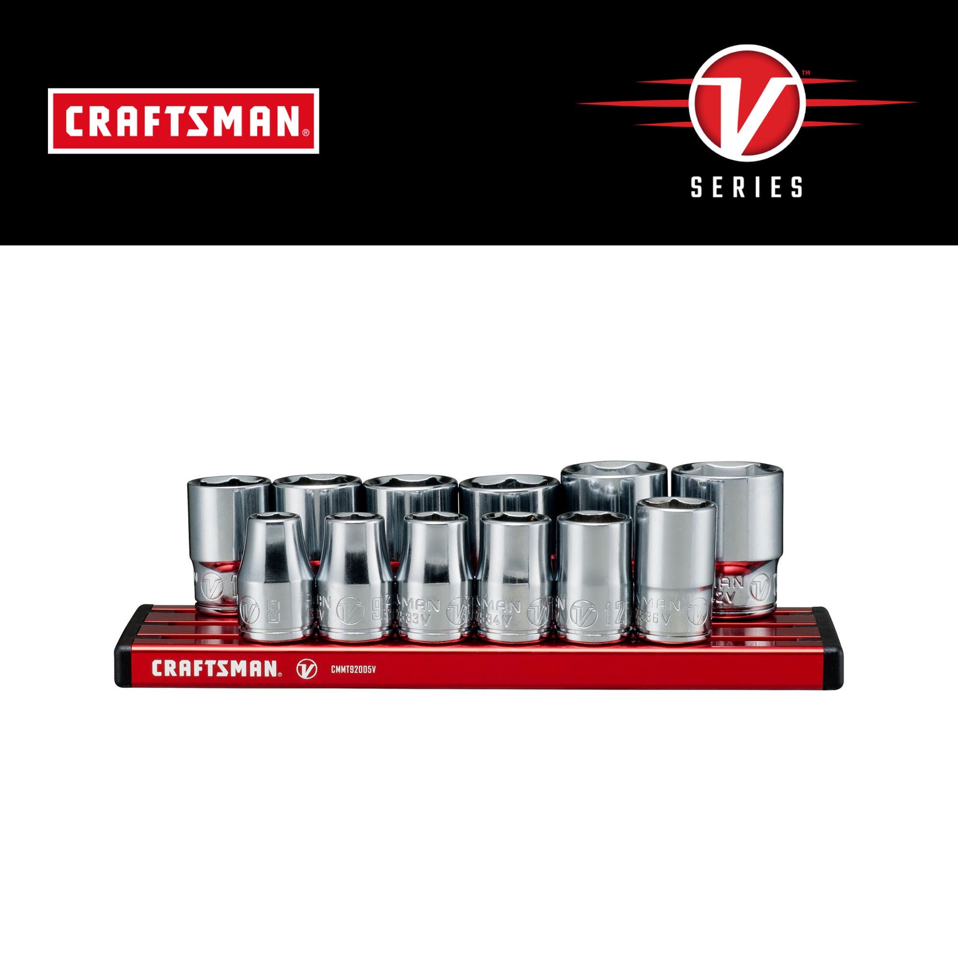 slide 1 of 6, CRAFTSMAN V-Series 3/8-in Drive Metric Shallow Socket Set 12 -Pieces, 1 ct