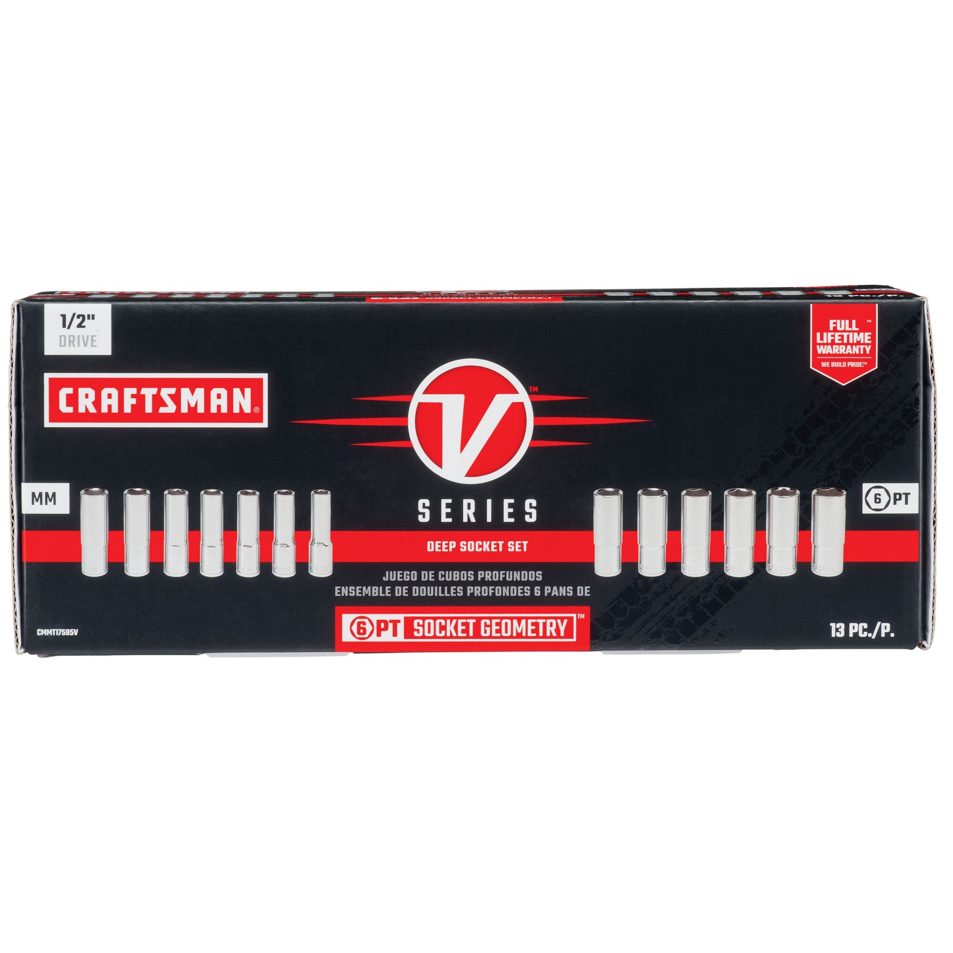slide 6 of 6, CRAFTSMAN V-Series 1/2-in Drive Metric Deep Socket Set 13 -Pieces, 1 ct
