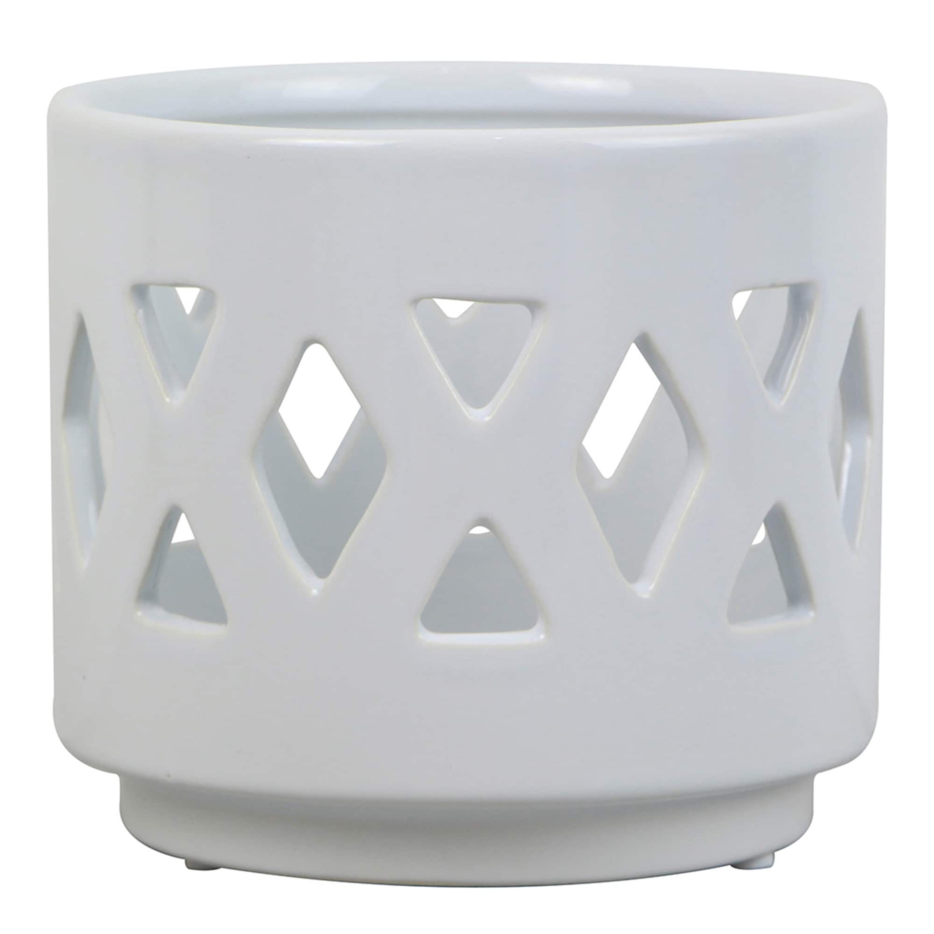 slide 1 of 6, allen + roth 6-in W x 5.39-in H White Ceramic Indoor Planter, 1 ct