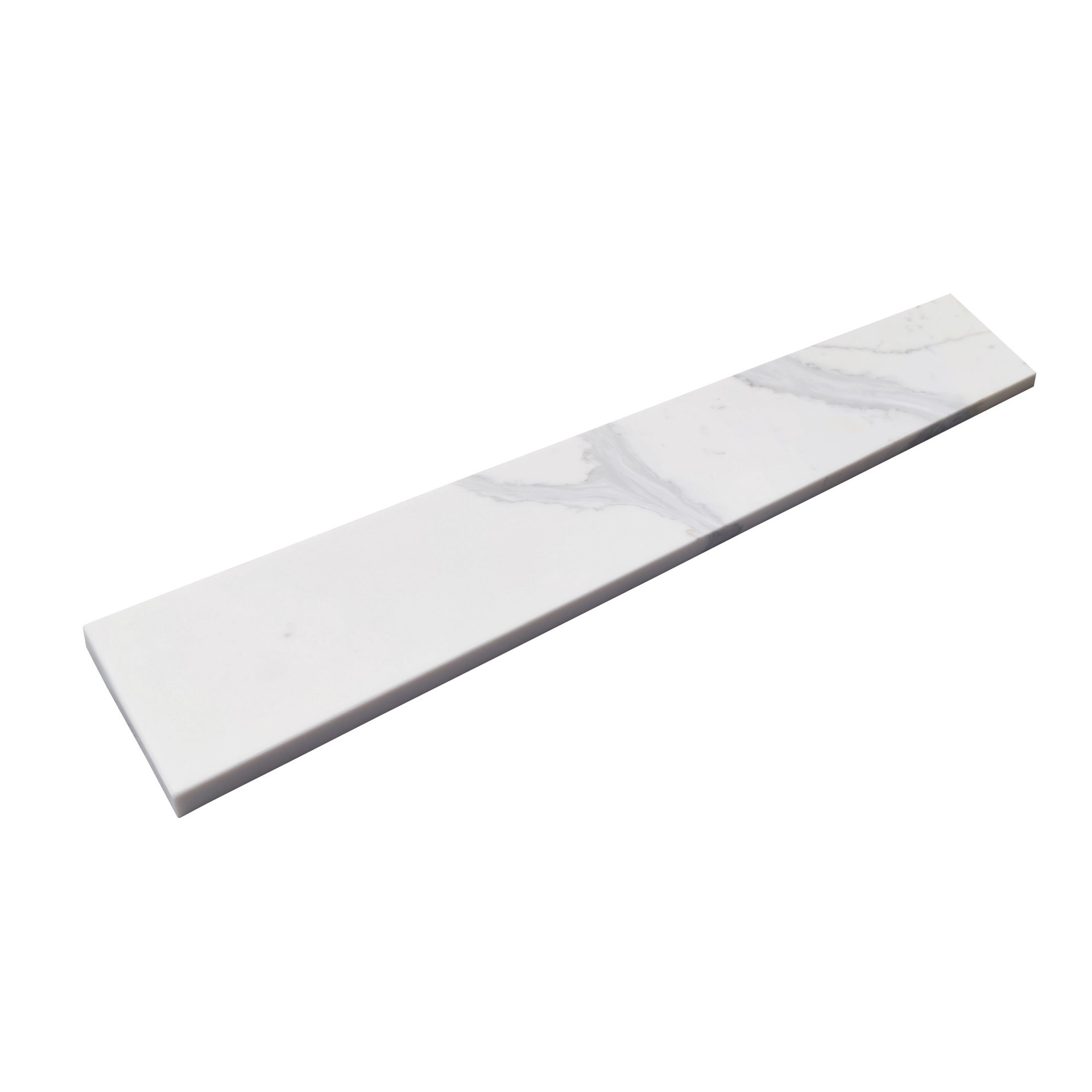 slide 1 of 3, allen + roth 4-in H x 21.25-in L White Quartz Bathroom Side splash, 1 ct