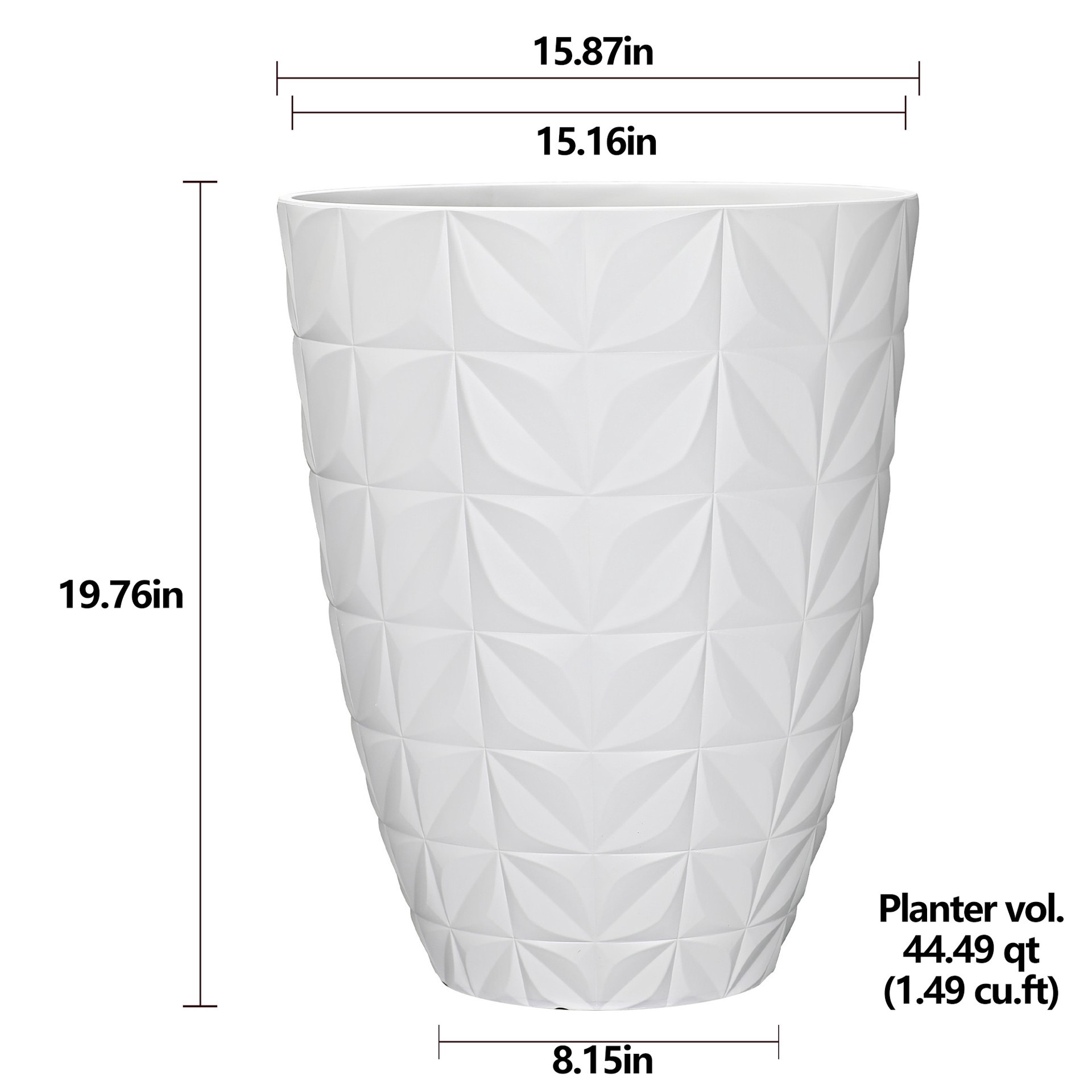 slide 4 of 6, allen + roth Round 15.16-in W x 15.16-in L White Resin Indoor/Outdoor Planter, 1 ct