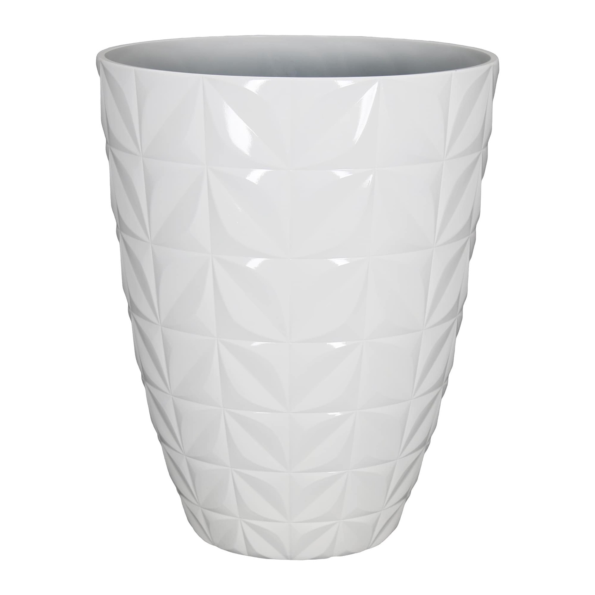 slide 1 of 6, allen + roth Round 15.16-in W x 15.16-in L White Resin Indoor/Outdoor Planter, 1 ct