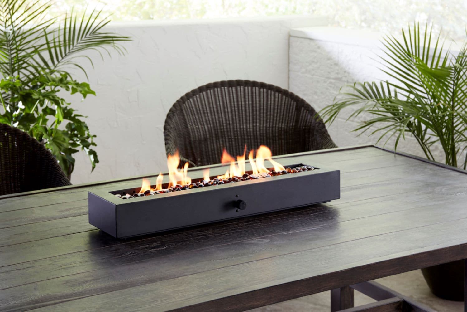 slide 1 of 6, allen + roth 28-in W 40000 Maximum BTUs Steel Rectangle Portable Liquid propane Fire pit, 1 ct