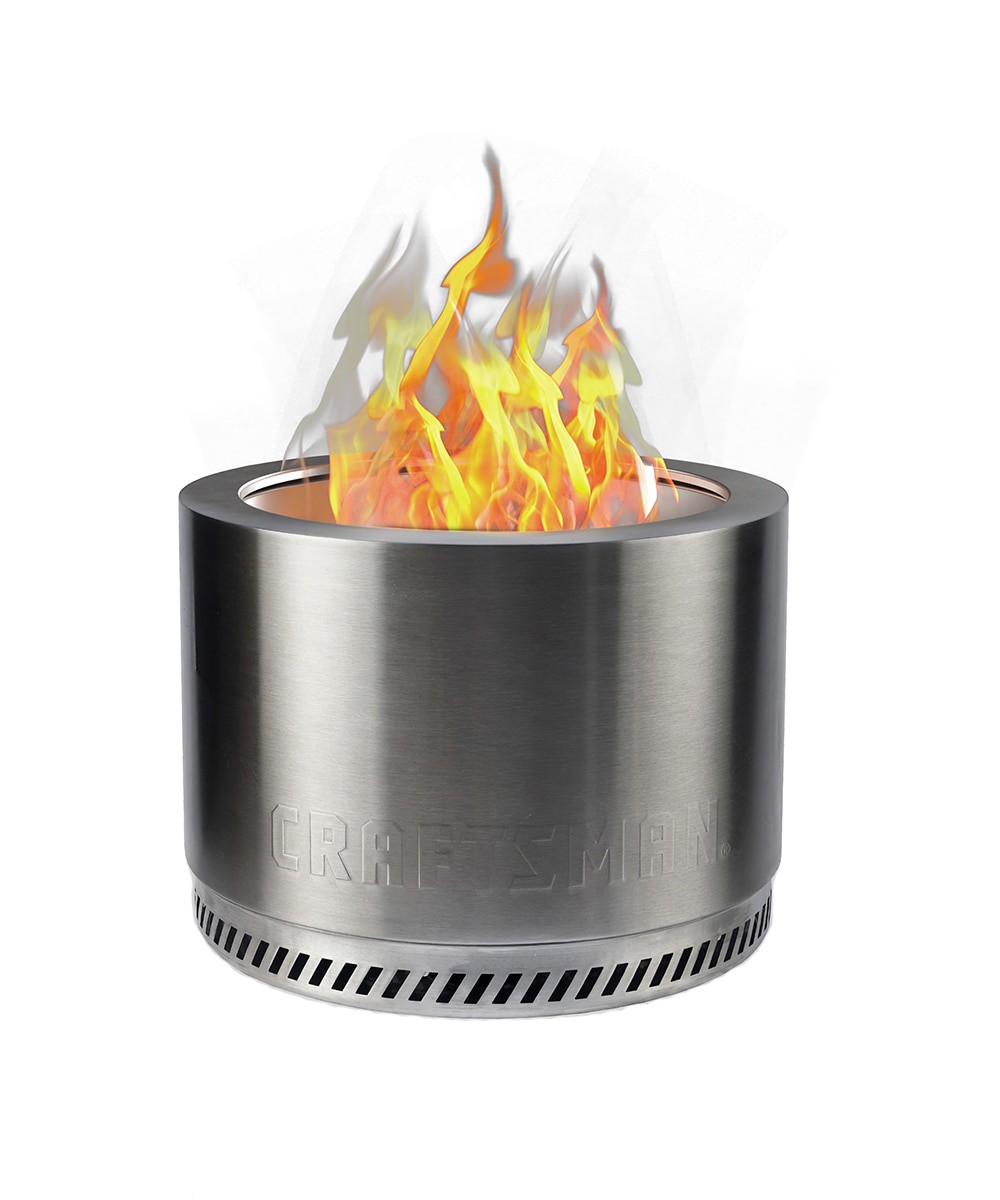 slide 1 of 6, CRAFTSMAN Smokeless 19.5-in W Stainless steel Round Portable Wood-Burning Fire Pit, 1 ct
