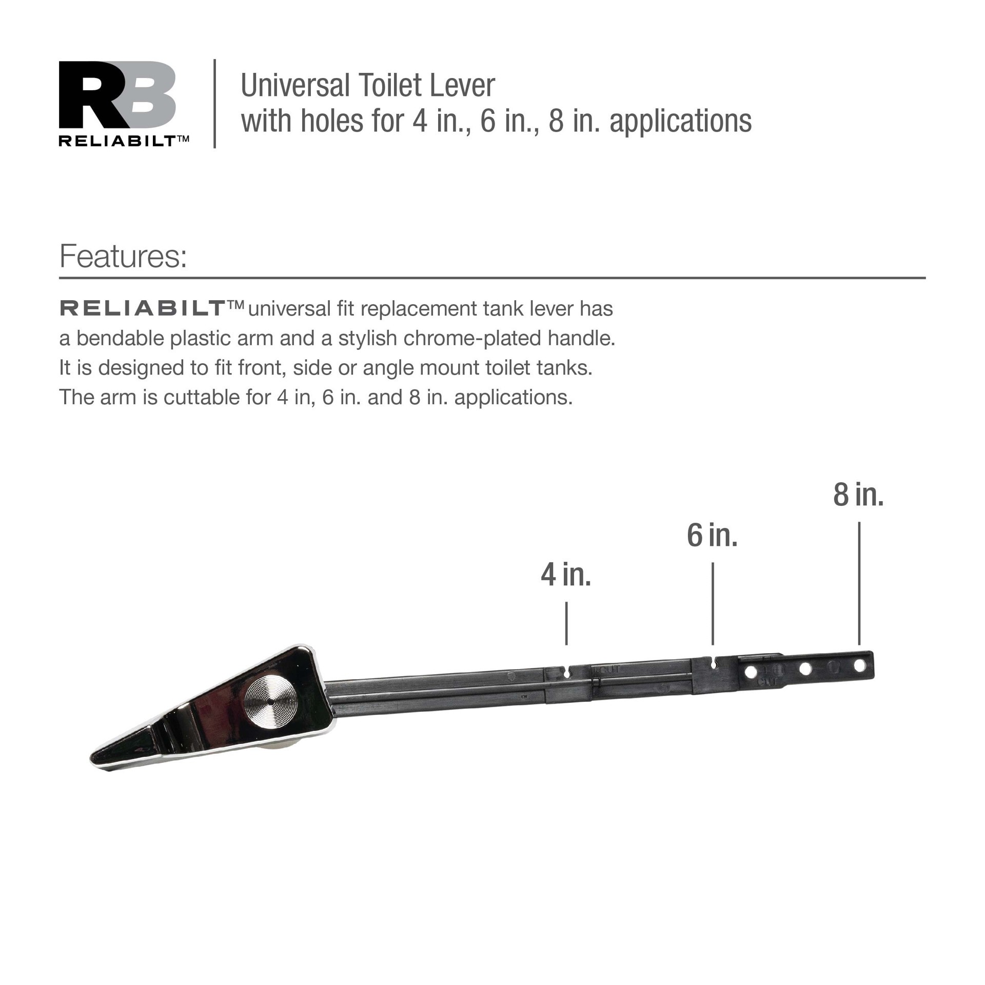 slide 5 of 6, RELIABILT 4-in/6-in/8-in cuttable Front/Side/Neo-angle Mount White Universal Fit Handle with lever, 1 ct