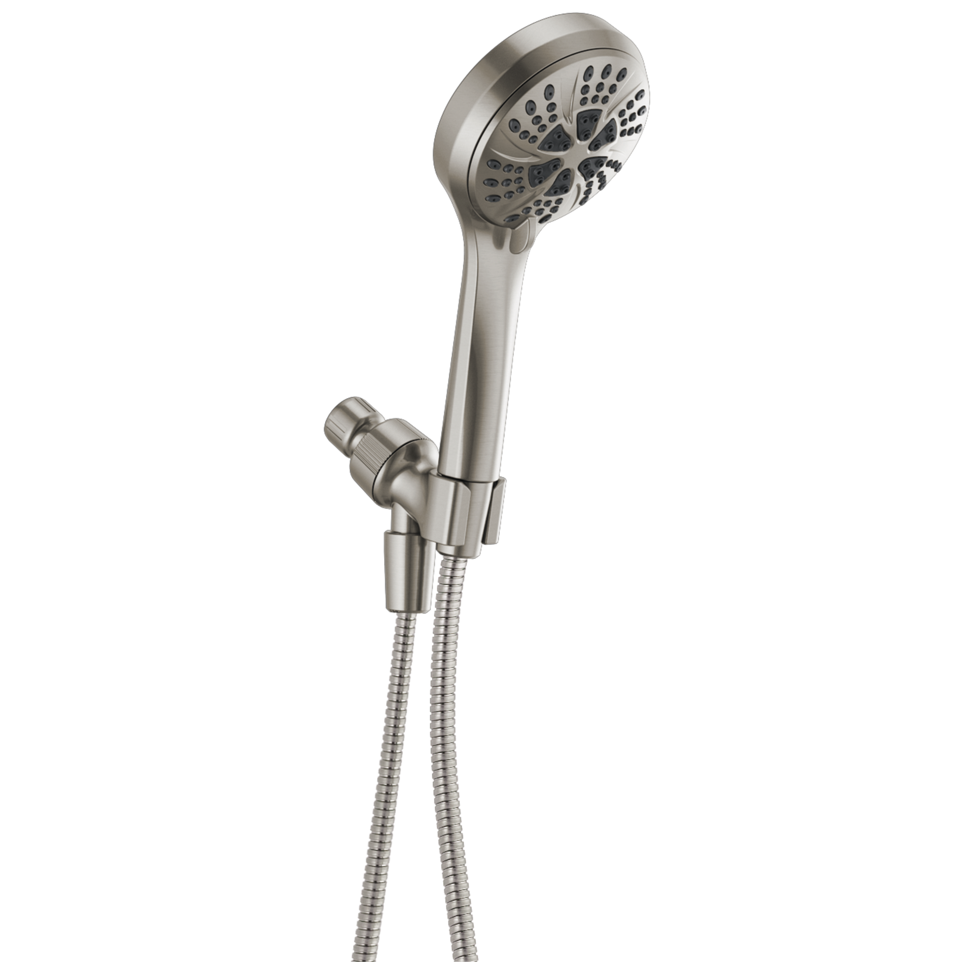 slide 1 of 6, Delta 6.0 -Spray Satin Nickel 4.5-in Round High Pressure Handheld Shower Head 2.5 GPM, 1 ct