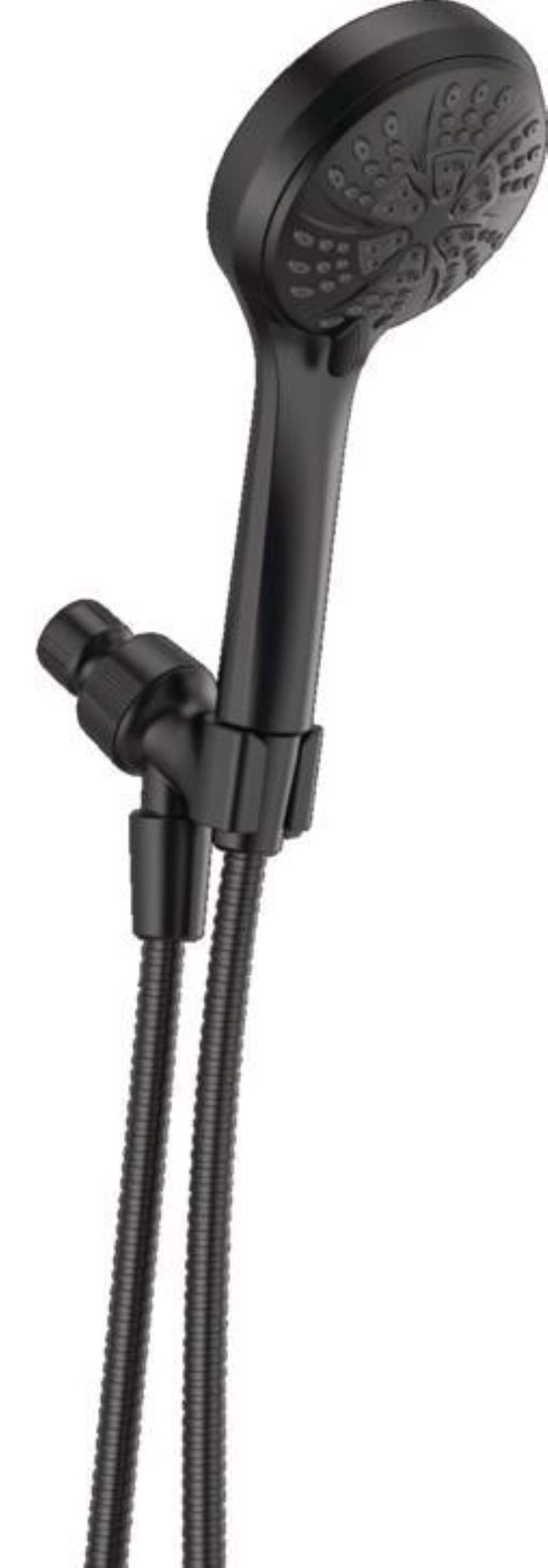 slide 1 of 6, Delta 6.0 -Spray Matte Black 4.5-in Round High Pressure Handheld Shower Head 2.5 GPM, 1 ct
