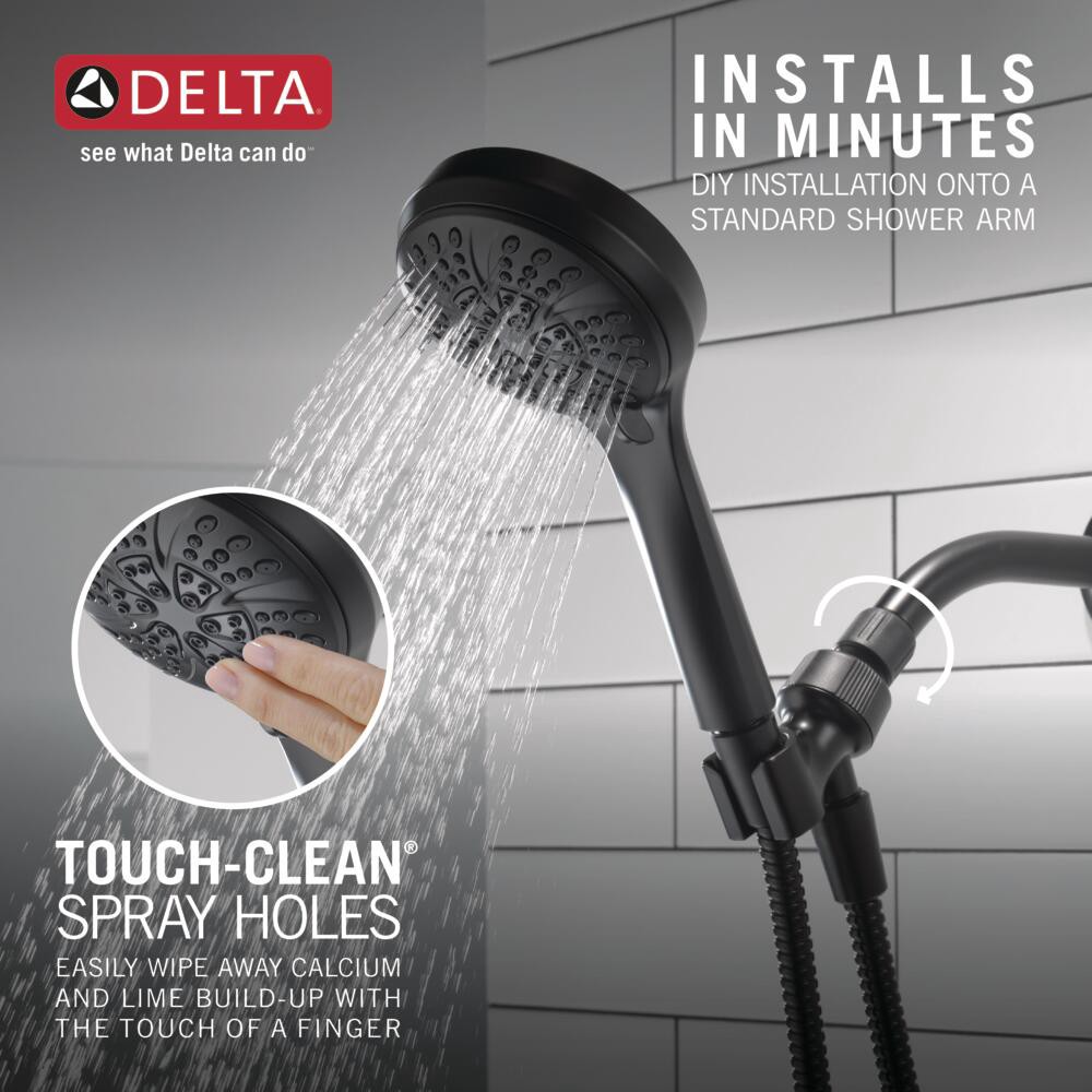 slide 4 of 6, Delta 6.0 -Spray Matte Black 4.5-in Round High Pressure Handheld Shower Head 2.5 GPM, 1 ct