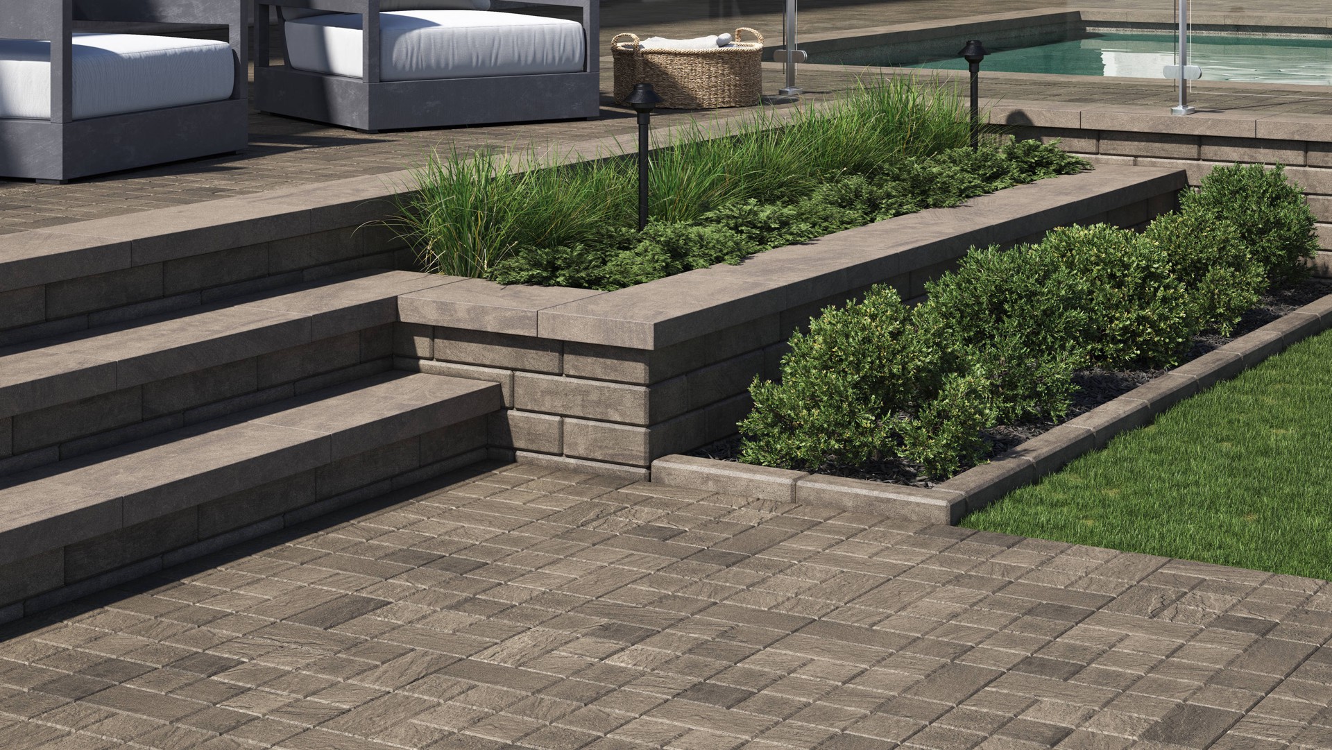 slide 3 of 6, Modern Yard 4-in H x 13-in L x 5-in D Chestnut Brown Concrete Retaining wall block, 1 ct