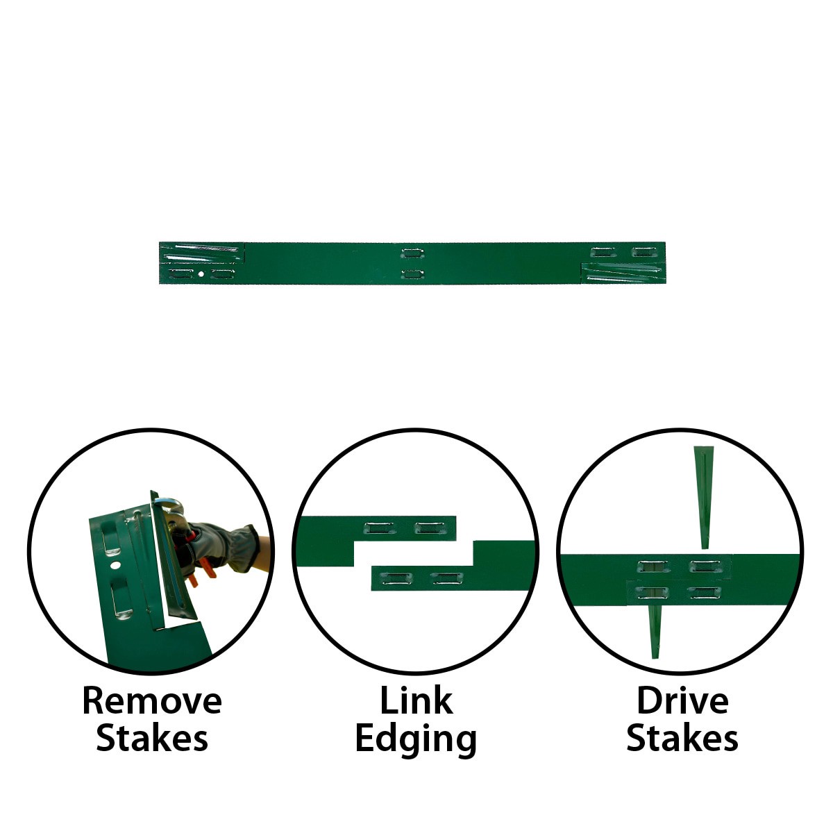 slide 5 of 6, IRONRIDGE 4-ft x 4-in Green Steel Landscape edging section with stakes, 1 ct
