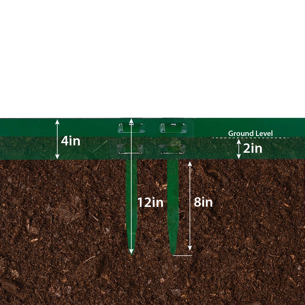 slide 3 of 6, IRONRIDGE 12-in Green Steel Edging stake, 1 ct