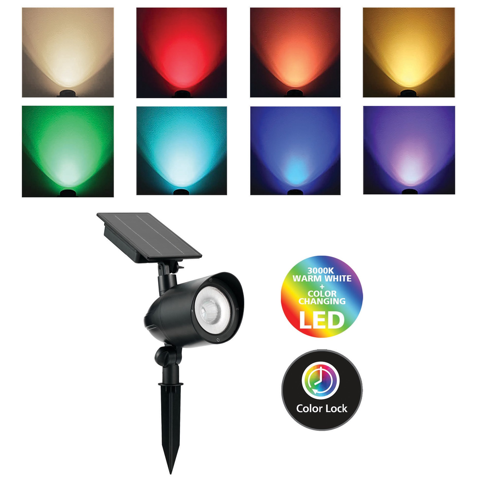 slide 3 of 6, Harbor Breeze 120 -Lumens Black Color Changing Solar LED Flood light, 1 ct