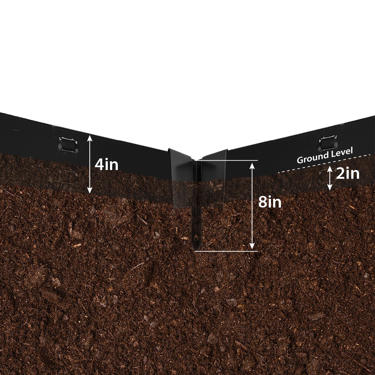 slide 3 of 5, IRONRIDGE 8.1-in Black Textured Steel Corner edging stake, 1 ct