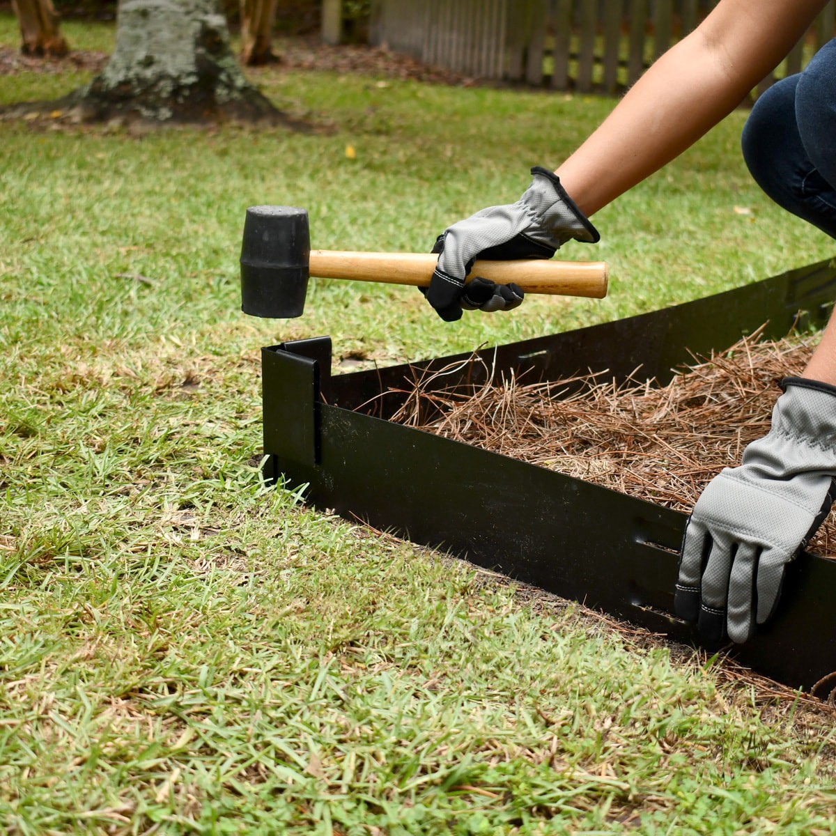 slide 5 of 5, IRONRIDGE 8.1-in Black Textured Steel Corner edging stake, 1 ct