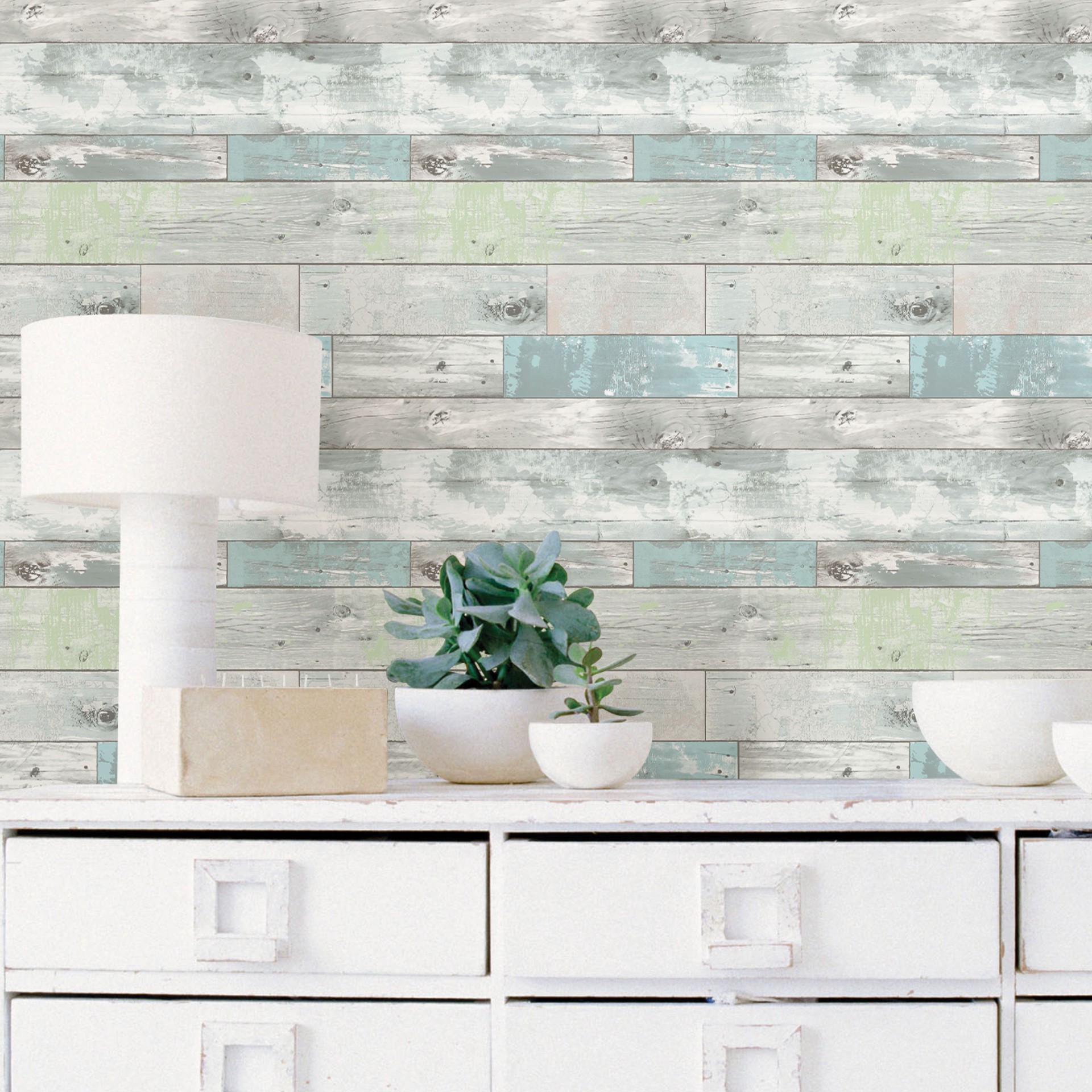 slide 2 of 6, allen + roth 30.75-sq ft Blue Vinyl Wood Self-adhesive Peel and Stick Wallpaper, 1 ct