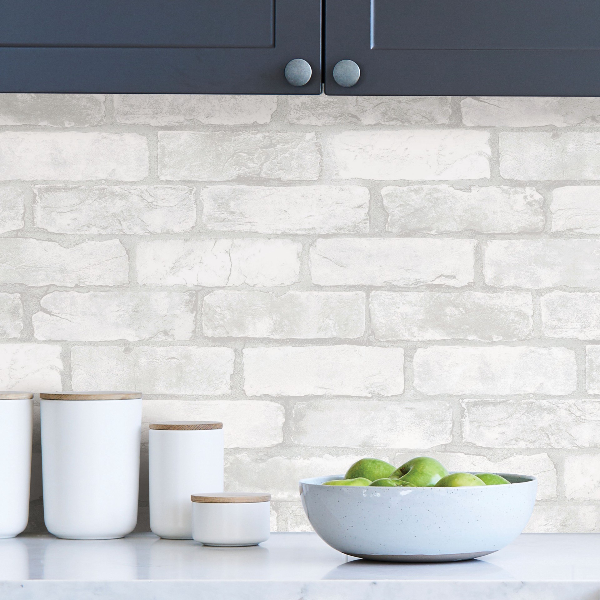 slide 3 of 6, allen + roth 30.75-sq ft White Vinyl Brick Self-adhesive Peel and Stick Wallpaper, 1 ct