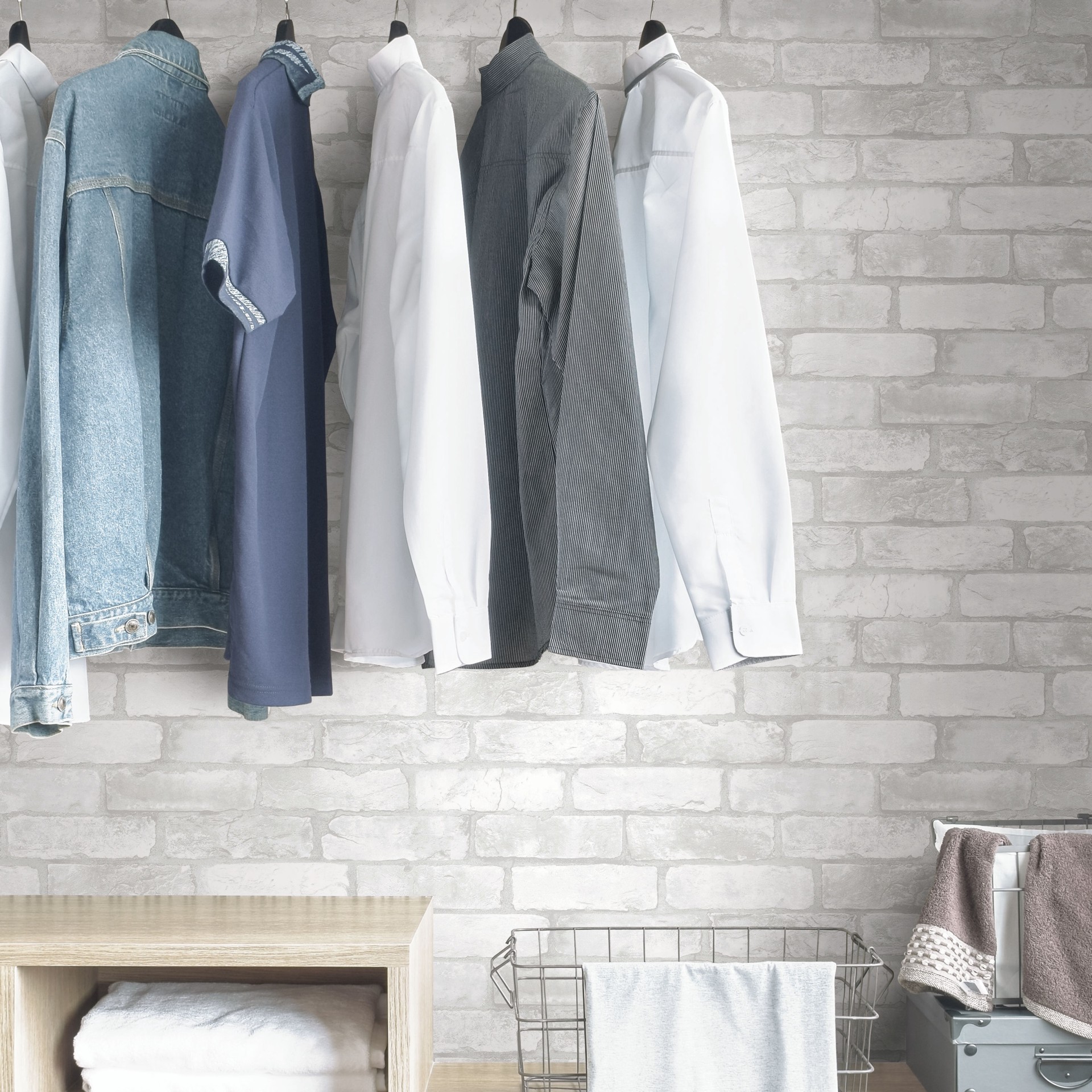 slide 4 of 6, allen + roth 30.75-sq ft White Vinyl Brick Self-adhesive Peel and Stick Wallpaper, 1 ct