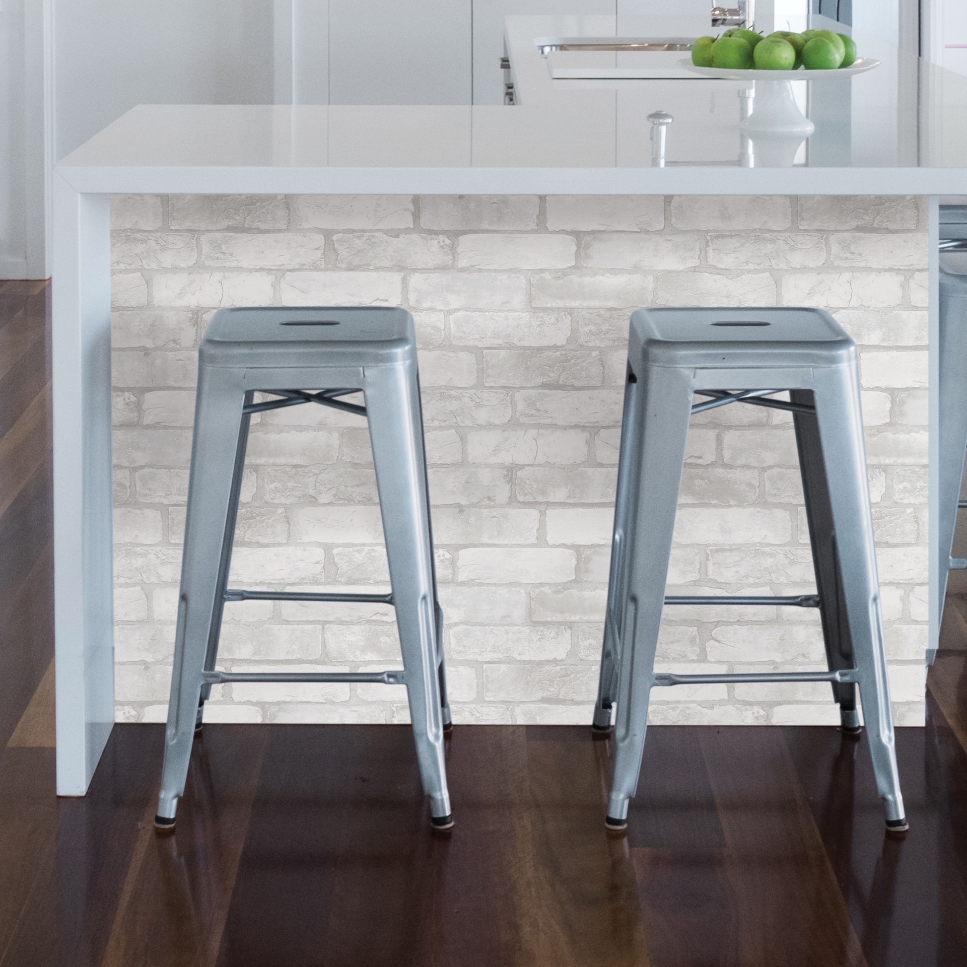 slide 5 of 6, allen + roth 30.75-sq ft White Vinyl Brick Self-adhesive Peel and Stick Wallpaper, 1 ct