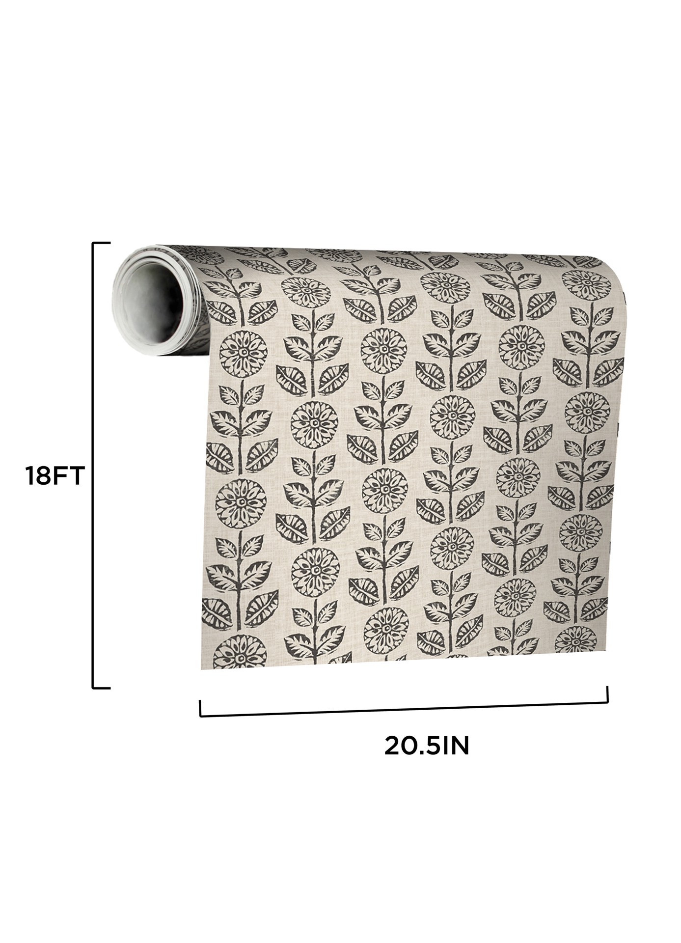 slide 6 of 6, allen + roth 31.2-sq ft Black Vinyl Floral Self-adhesive Peel and Stick Wallpaper, 1 ct