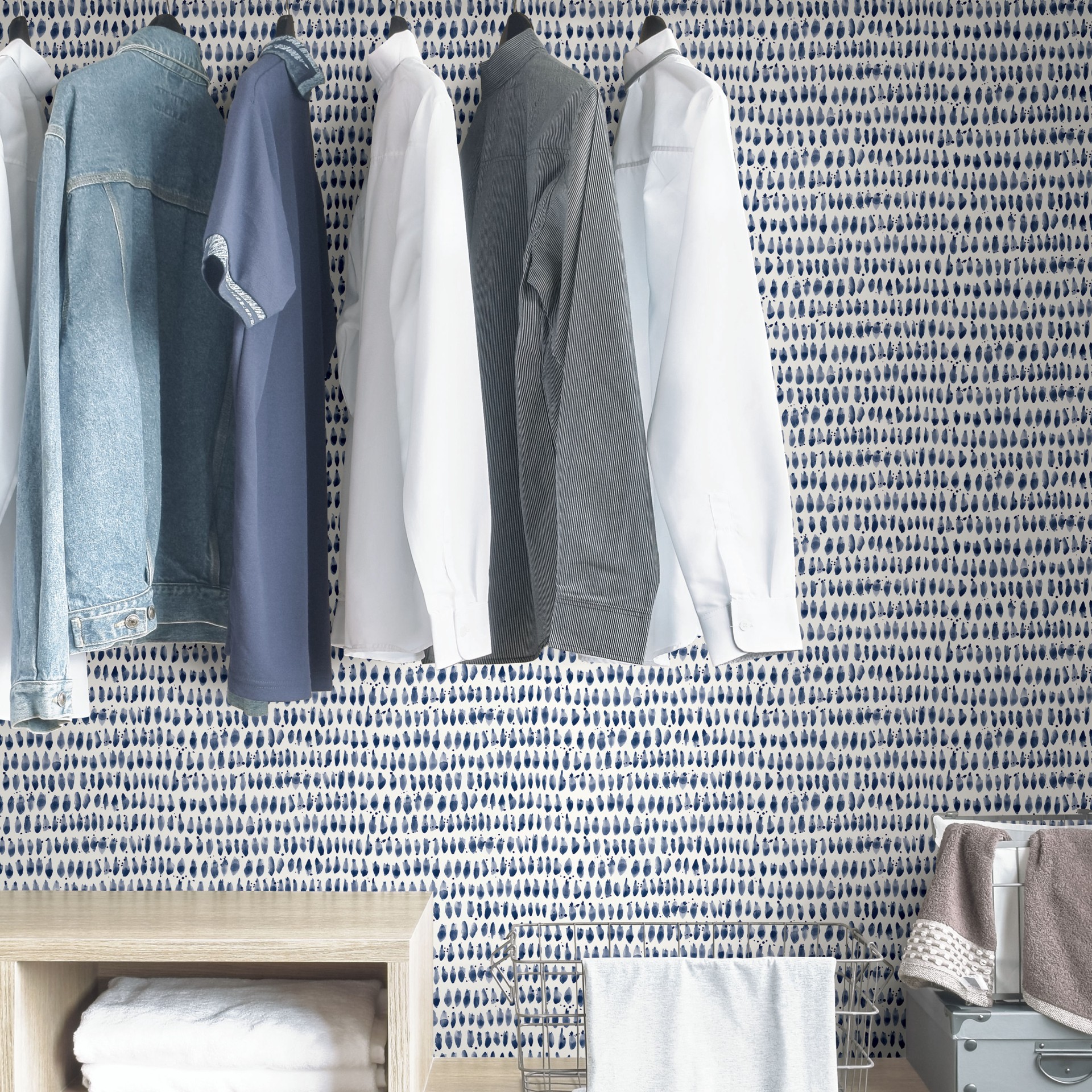 slide 4 of 6, Origin 21 31.2-sq ft White Vinyl Polka dot Self-adhesive Peel and Stick Wallpaper, 1 ct