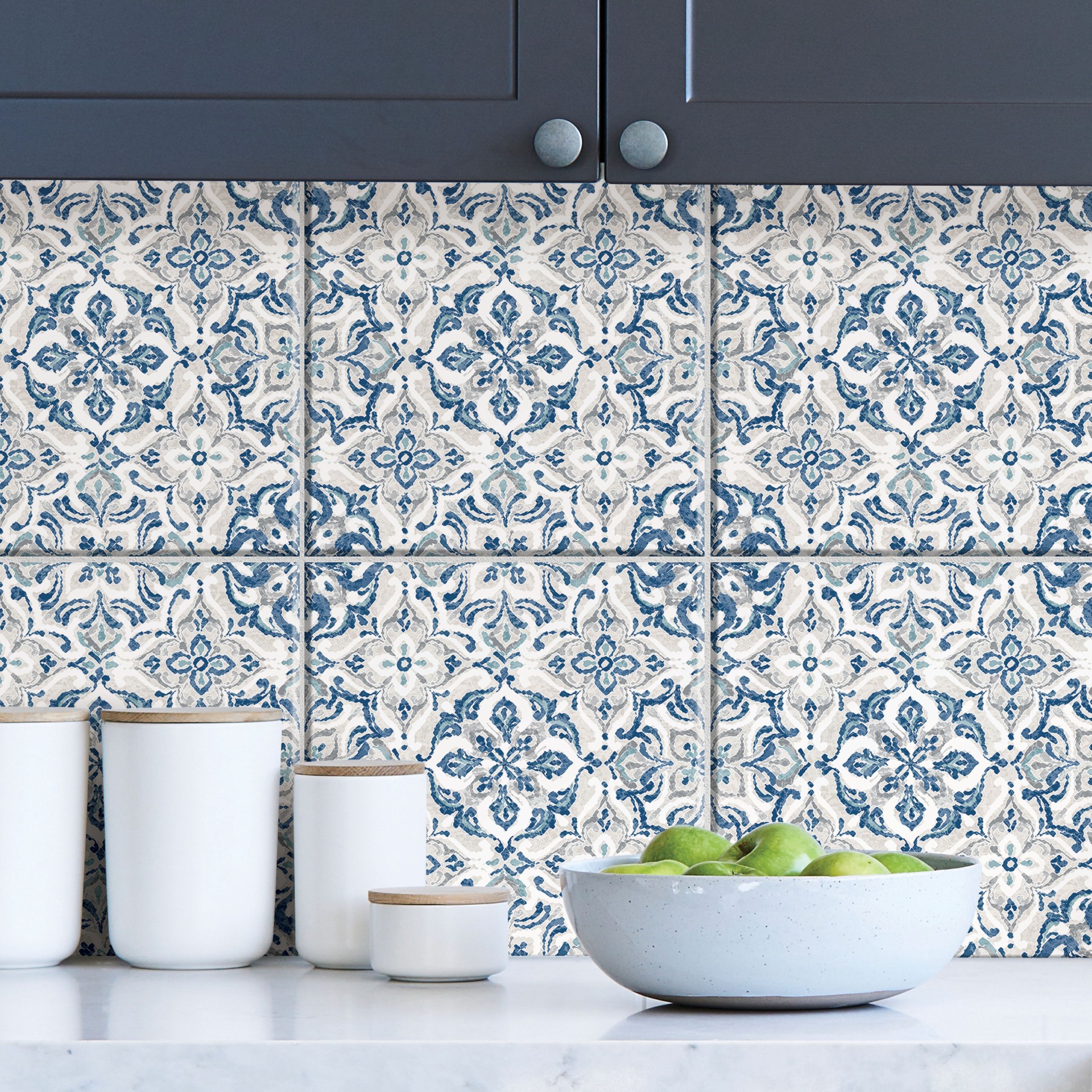 slide 2 of 5, allen + roth 18.11-in W x 108-in H Self-adhesive Blue Geometric Wall Decal, 1 ct