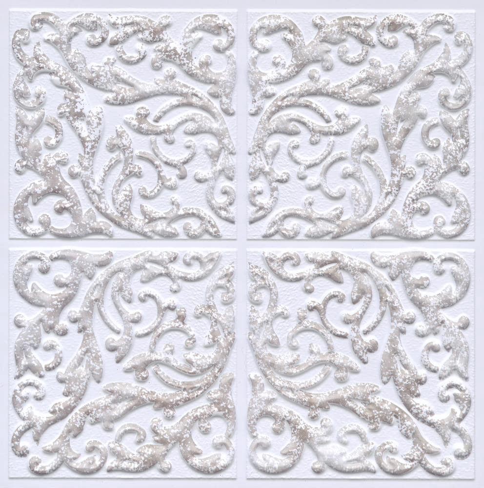 slide 1 of 2, allen + roth 10-in W x 10-in H Self-adhesive White Geometric Wall Decal, 1 ct