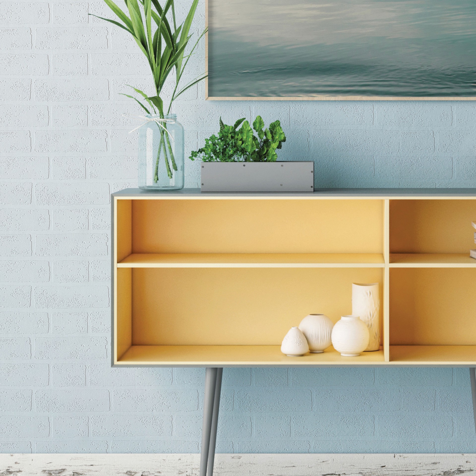 slide 2 of 3, allen + roth 56.4-sq ft White Vinyl Paintable Textured Brick 3D Prepasted Water Activated Paste Wallpaper, 1 ct