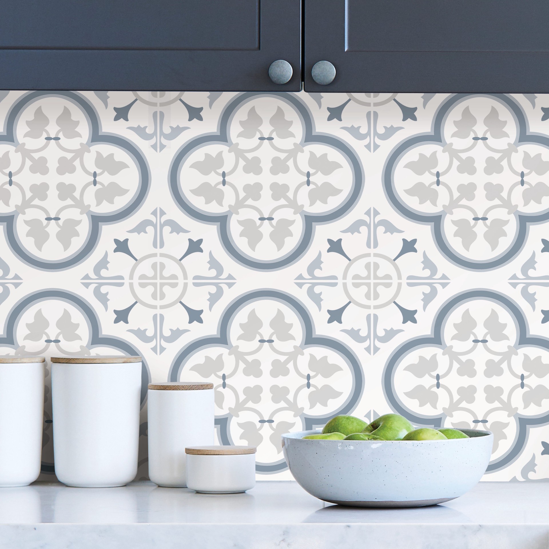 slide 2 of 5, allen + roth 18.11-in W x 108-in H Self-adhesive White Geometric Wall Decal, 1 ct